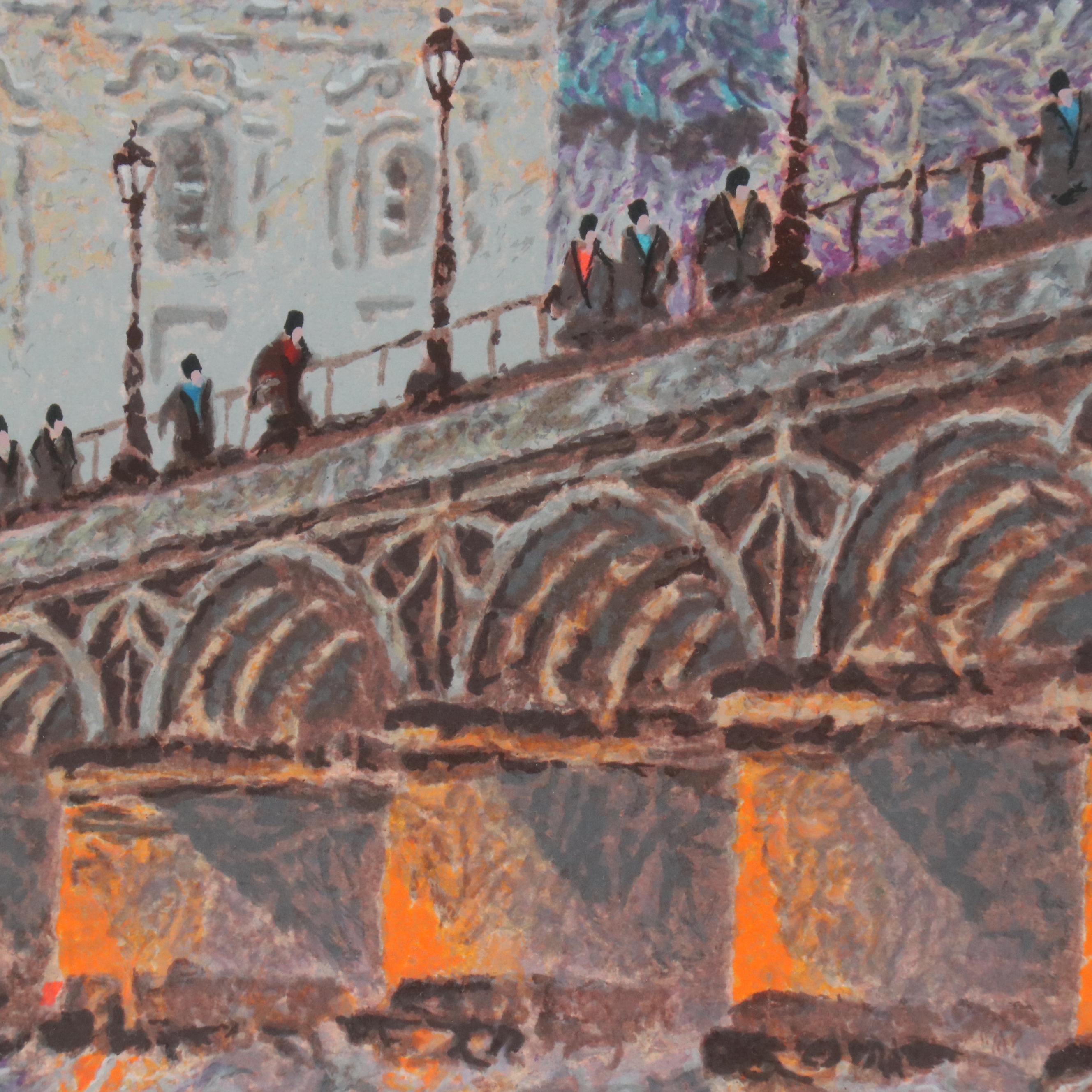 Anatole Krasynansky Winter Cityscape Serigraph