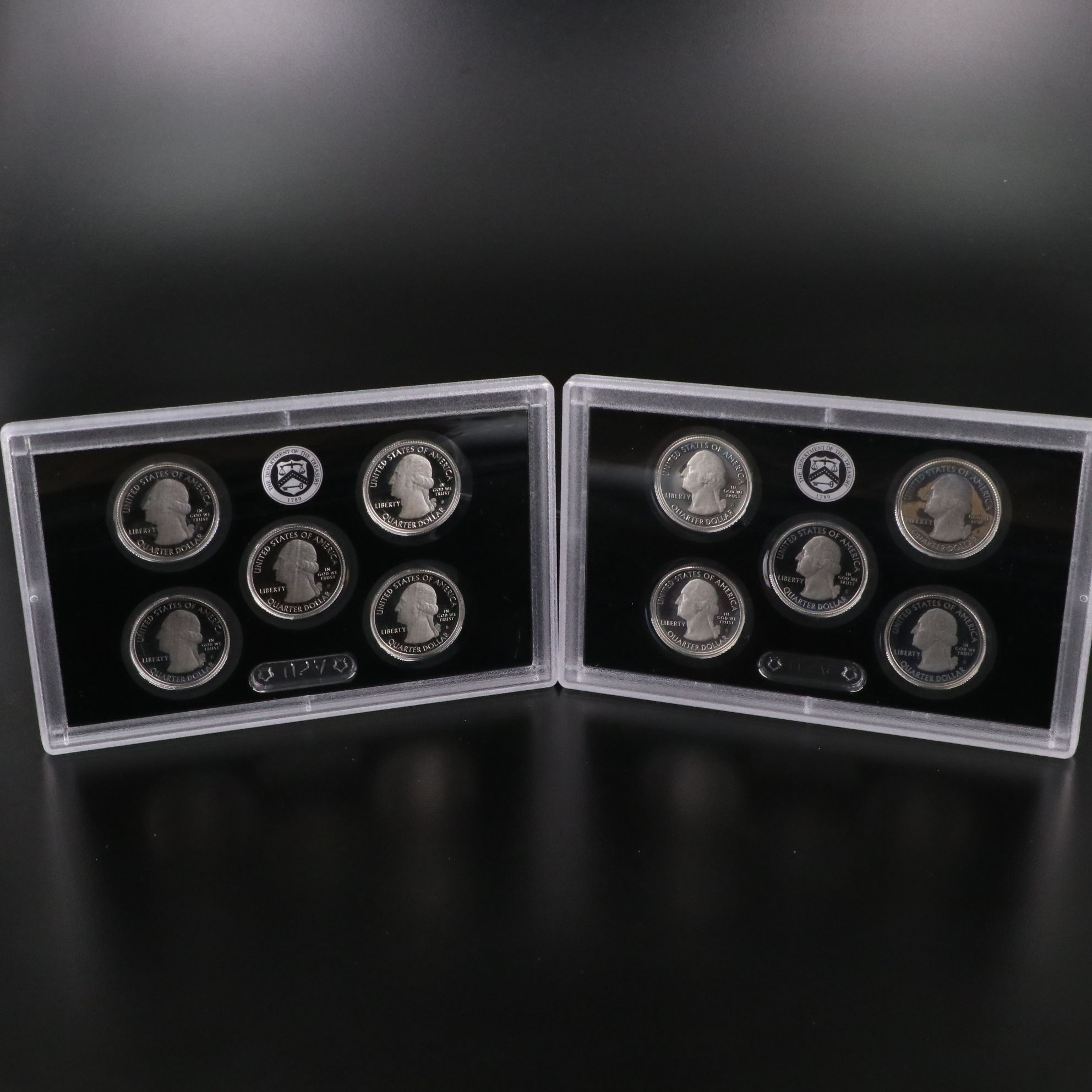 Two U.S. Mint Silver Quarter Proof Sets Including 2011 and 2014