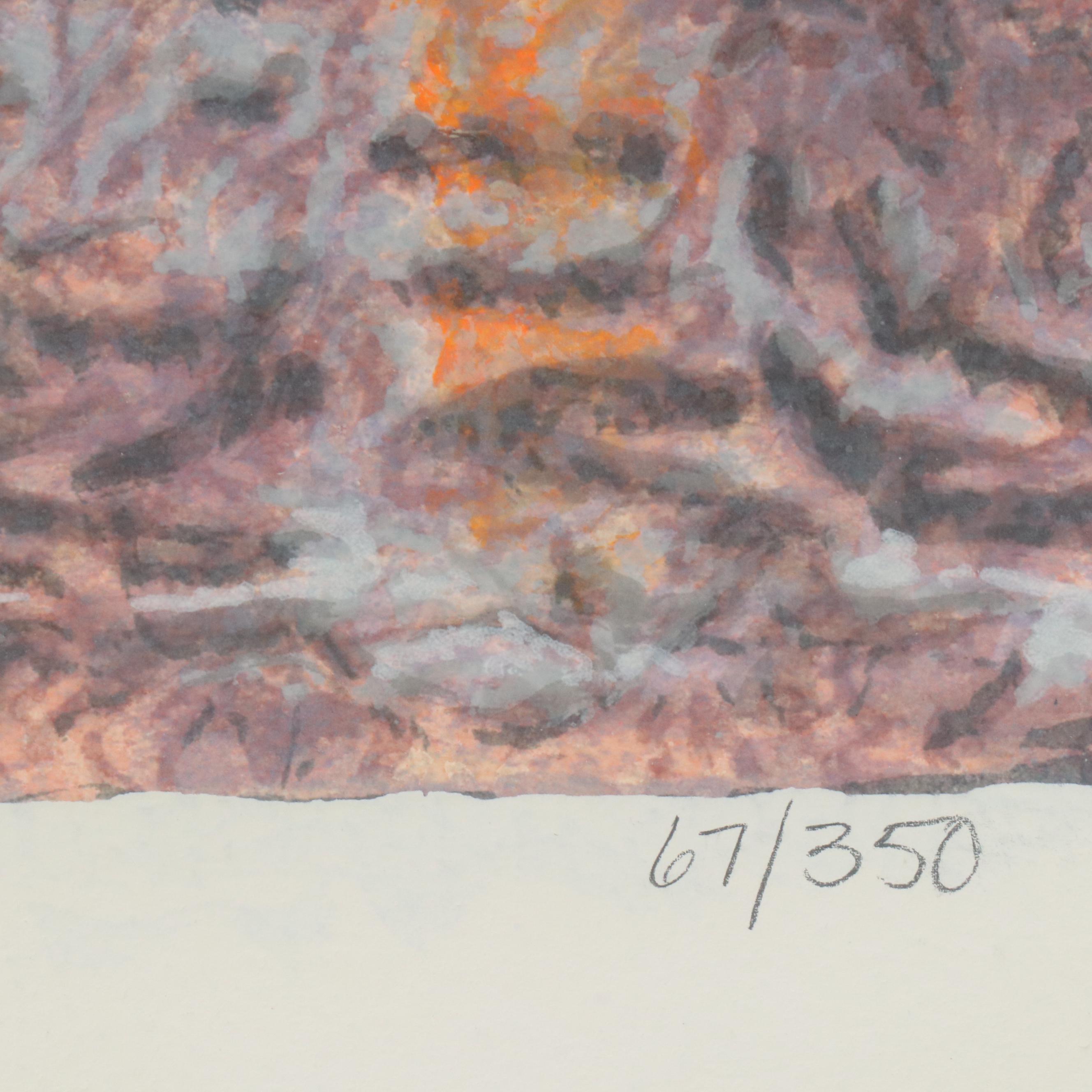 Anatole Krasynansky Winter Cityscape Serigraph