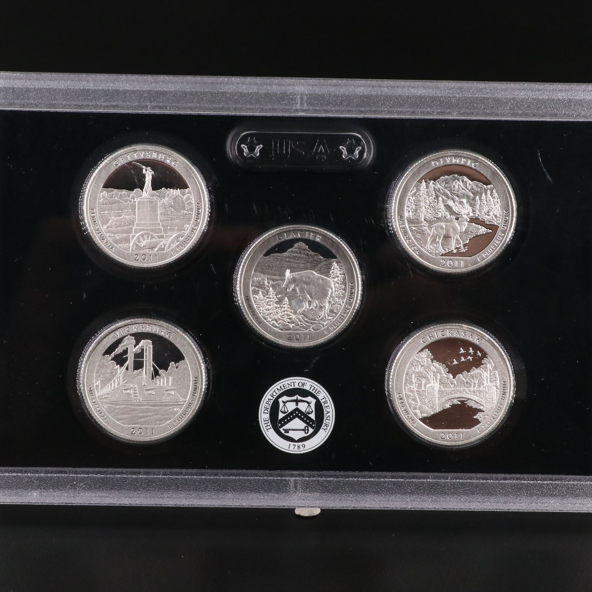 Two U.S. Mint Silver Quarter Proof Sets Including 2011 and 2014