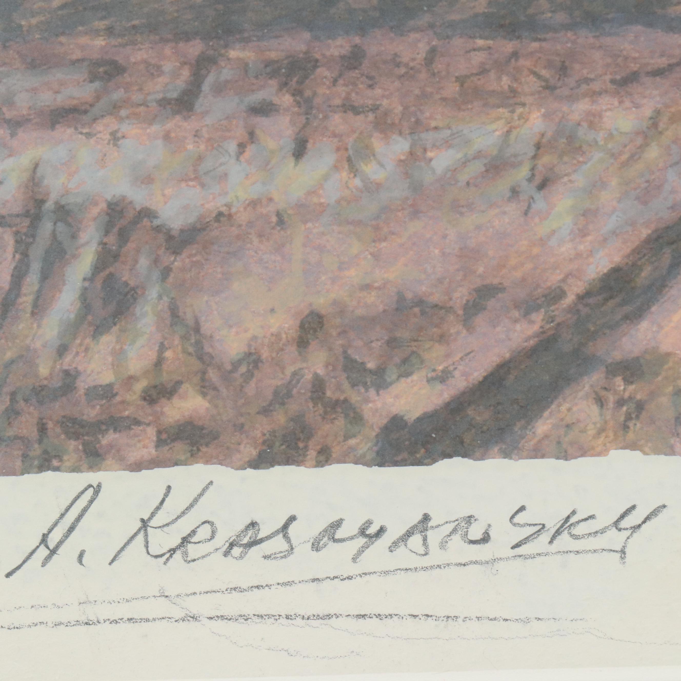 Anatole Krasynansky Winter Cityscape Serigraph