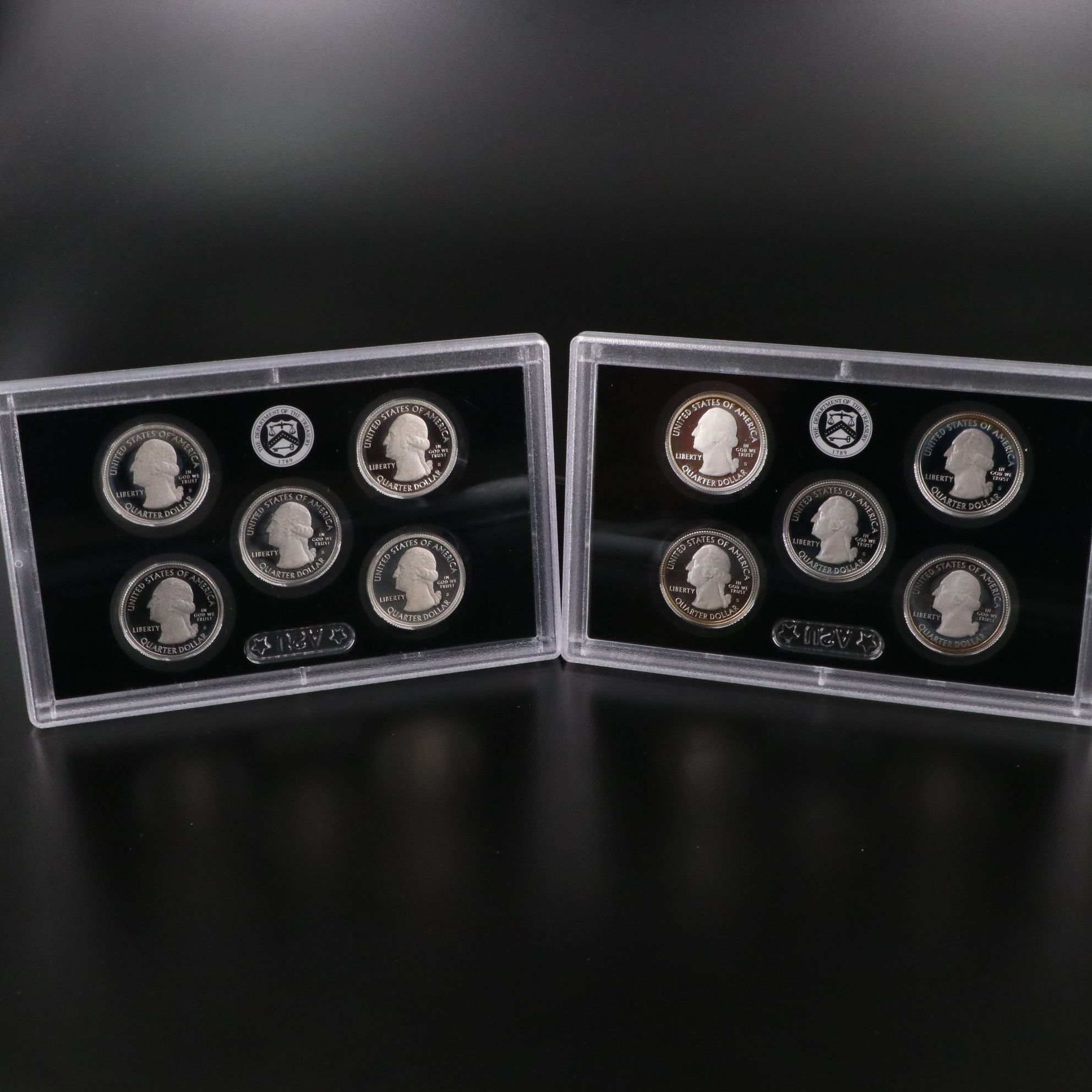 Two U.S. Mint Silver Quarter Proof Sets Including 2012 and 2015