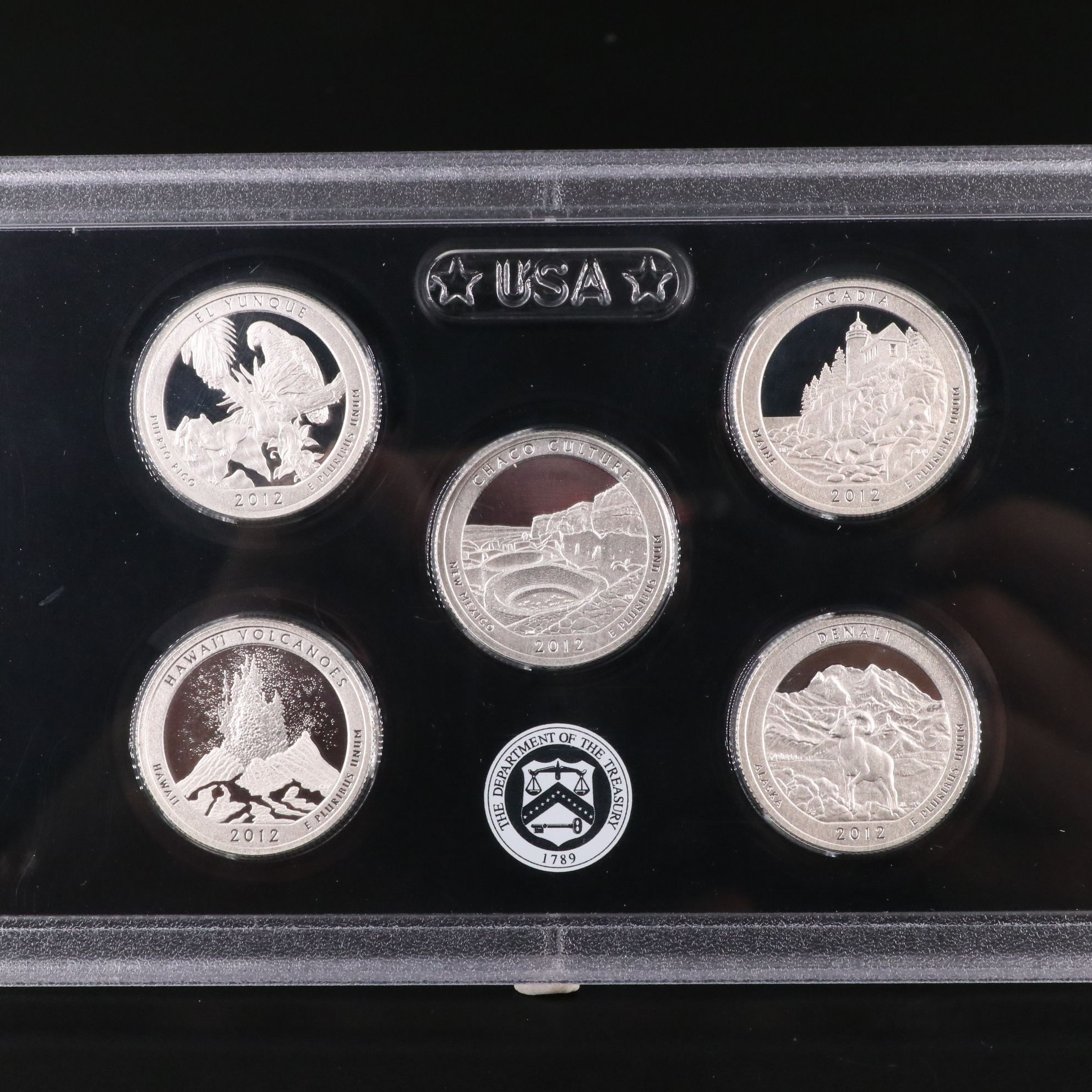 Two U.S. Mint Silver Quarter Proof Sets Including 2012 and 2015
