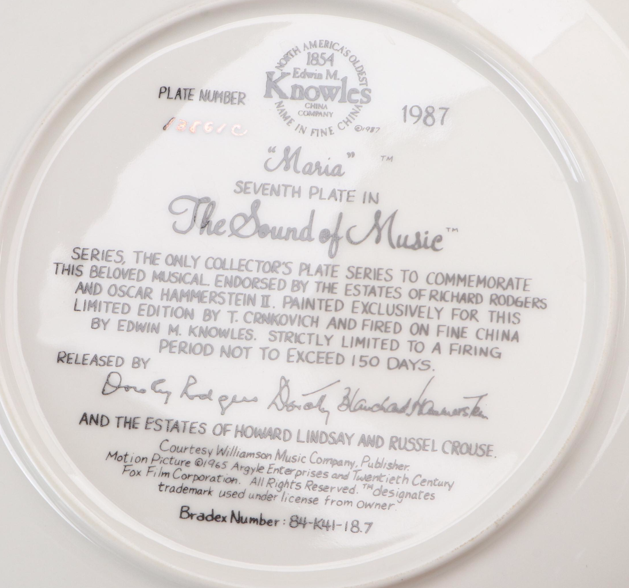 T. Crnkovich "The Sound of Music" Ceramic Collector Plates