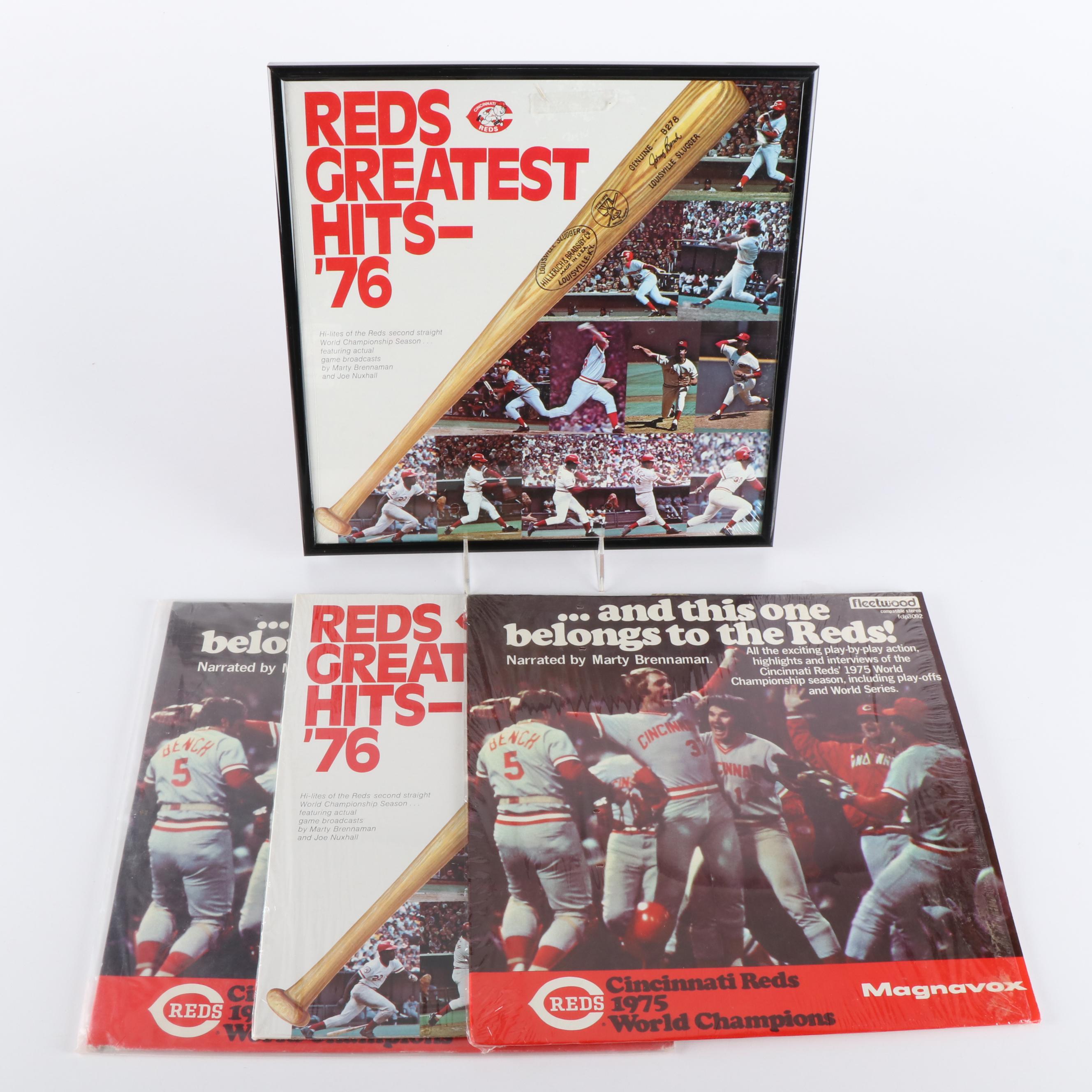 Four Cincinnati Reds Record Albums of Play-By-Play Calls, 1975-76
