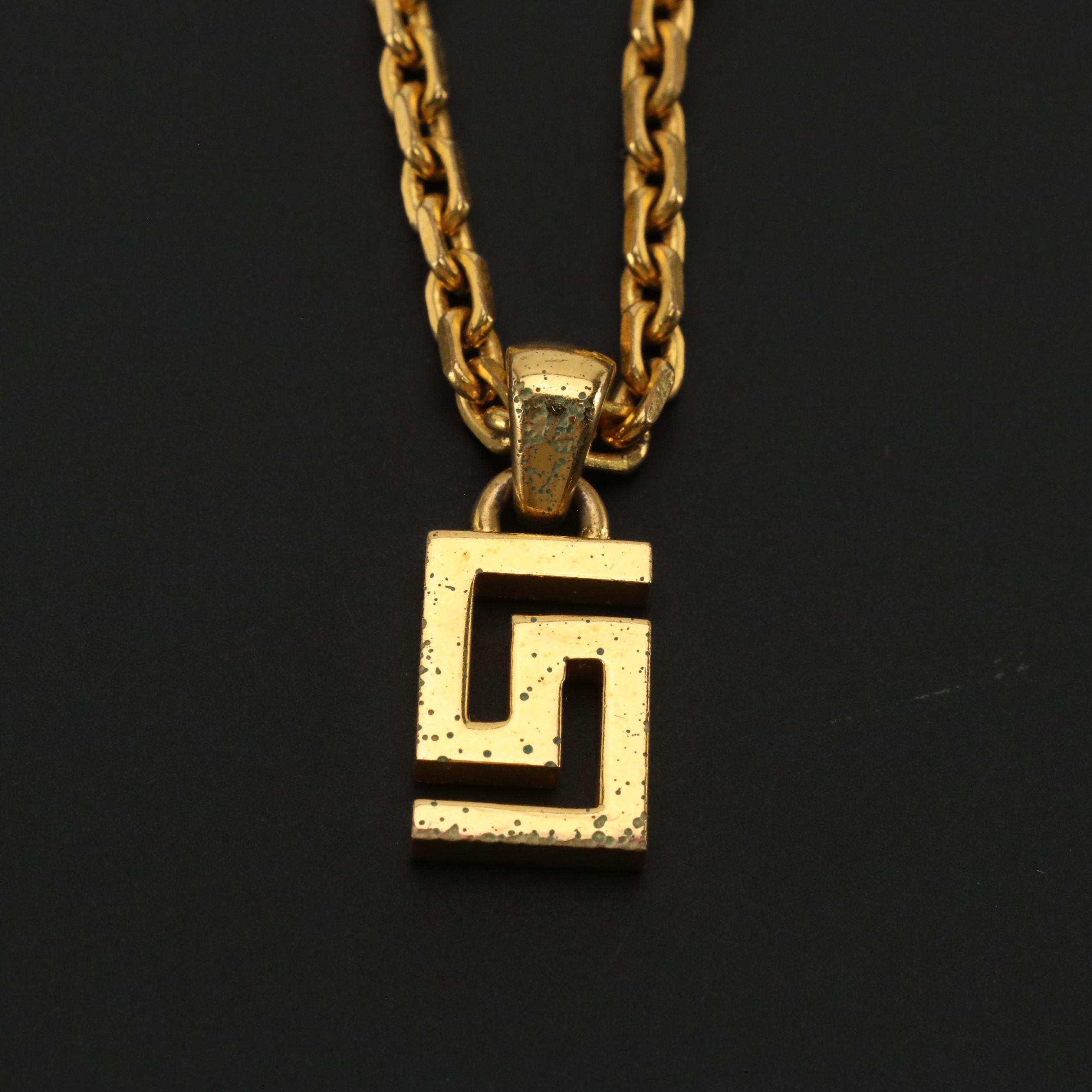 Versace Greek Key Pendant Necklace