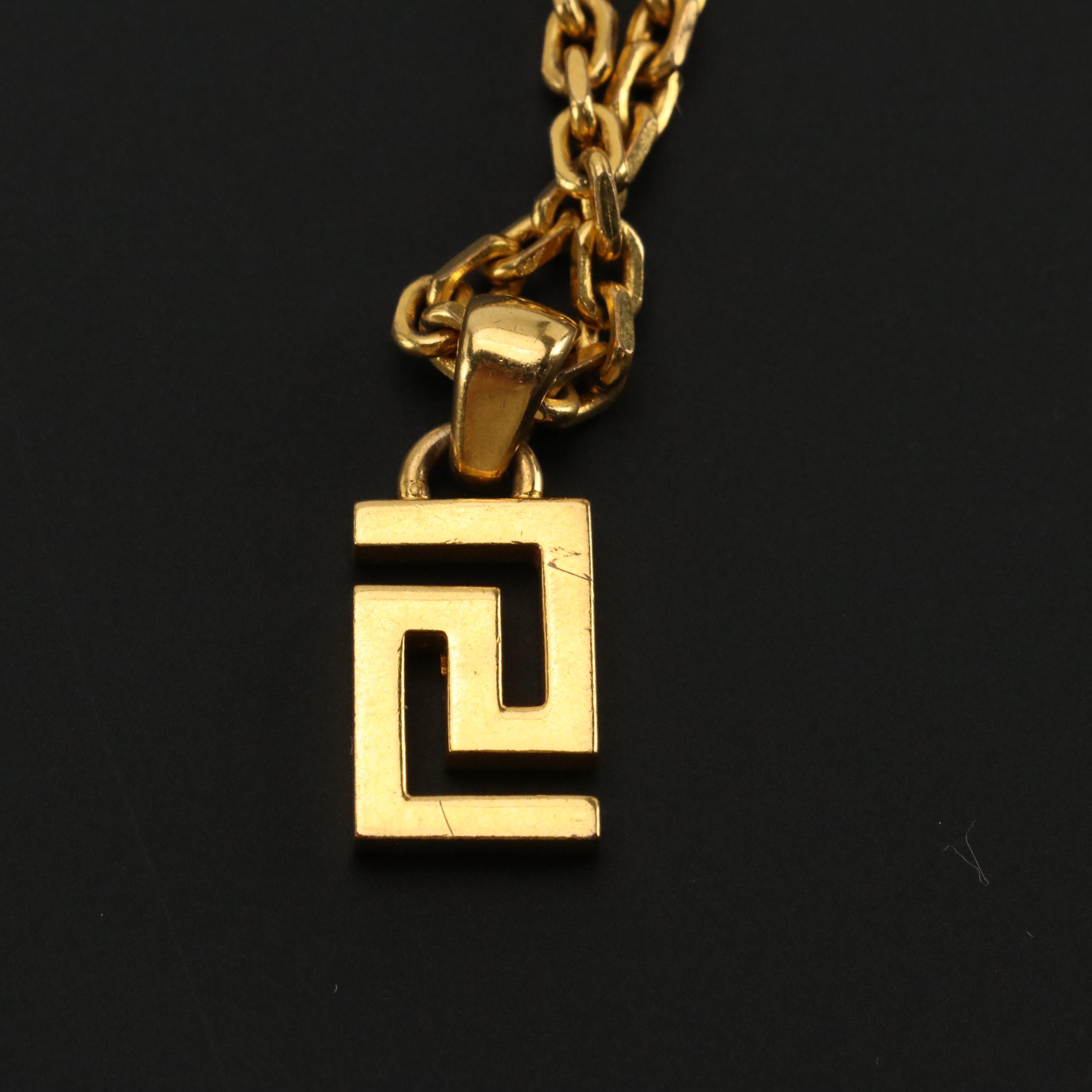 Versace Greek Key Pendant Necklace