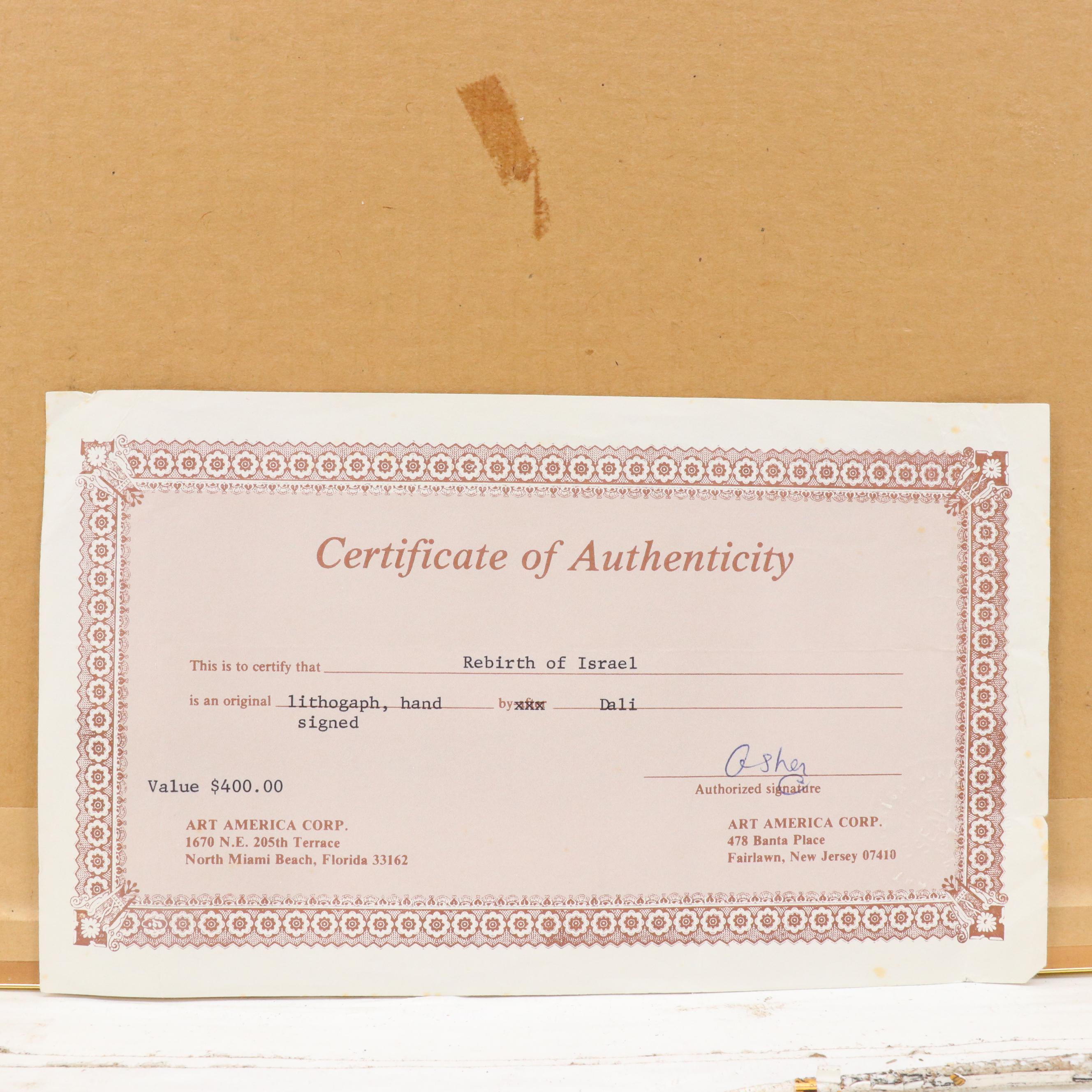 Salvador Dalí  Offset Lithograph "Aliyah: The Rebirth of Israel"