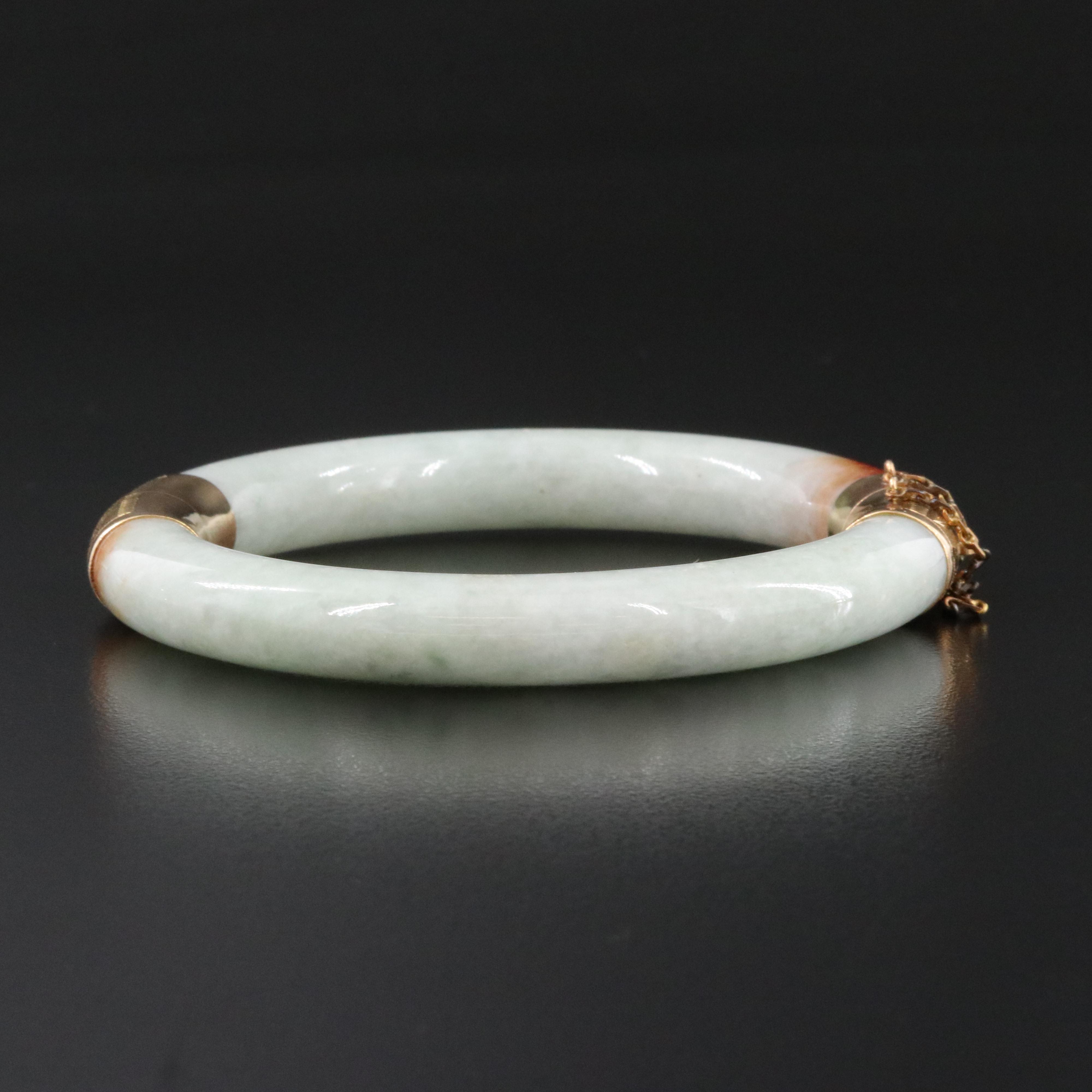 14K Jadeite Hinged Bangle Bracelet