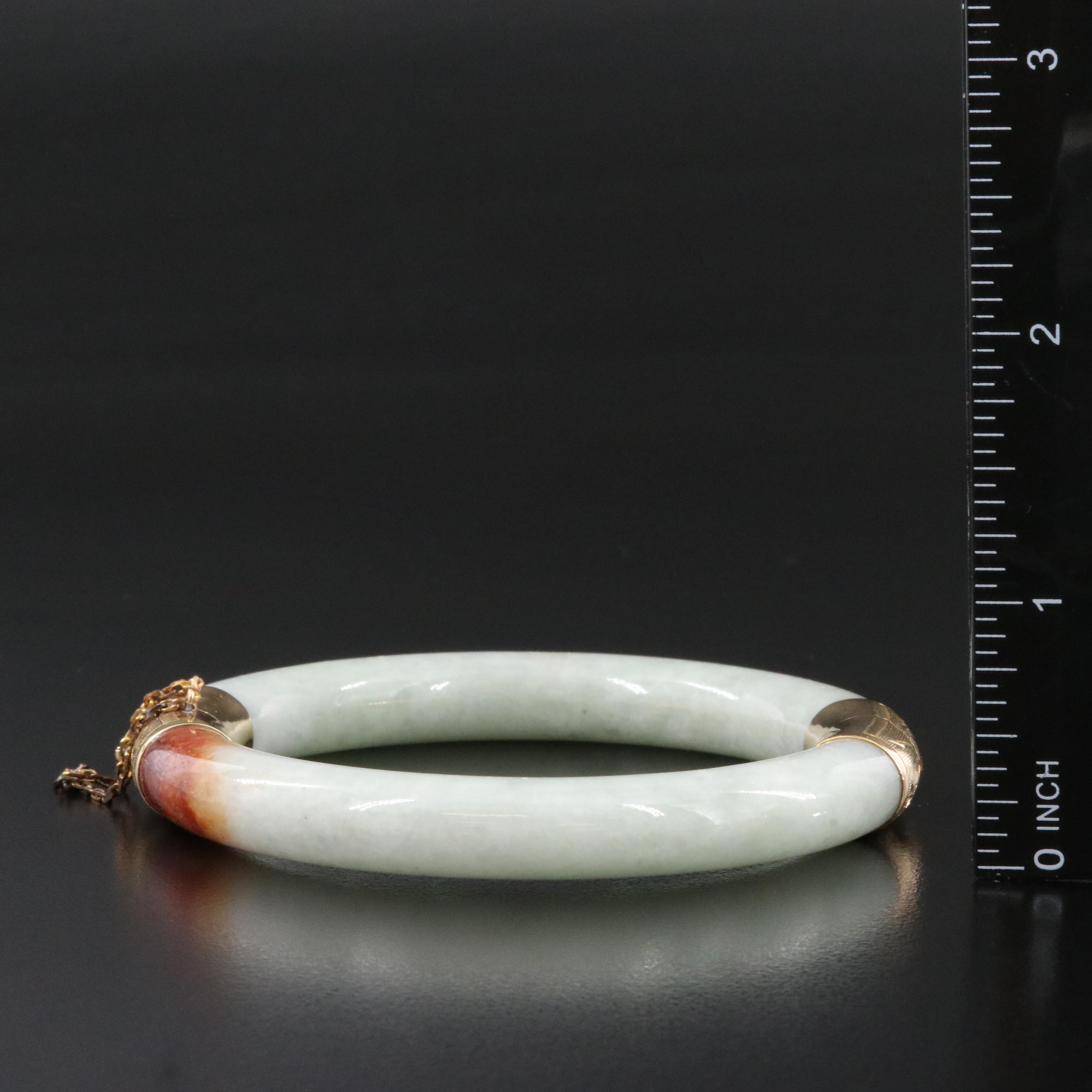 14K Jadeite Hinged Bangle Bracelet