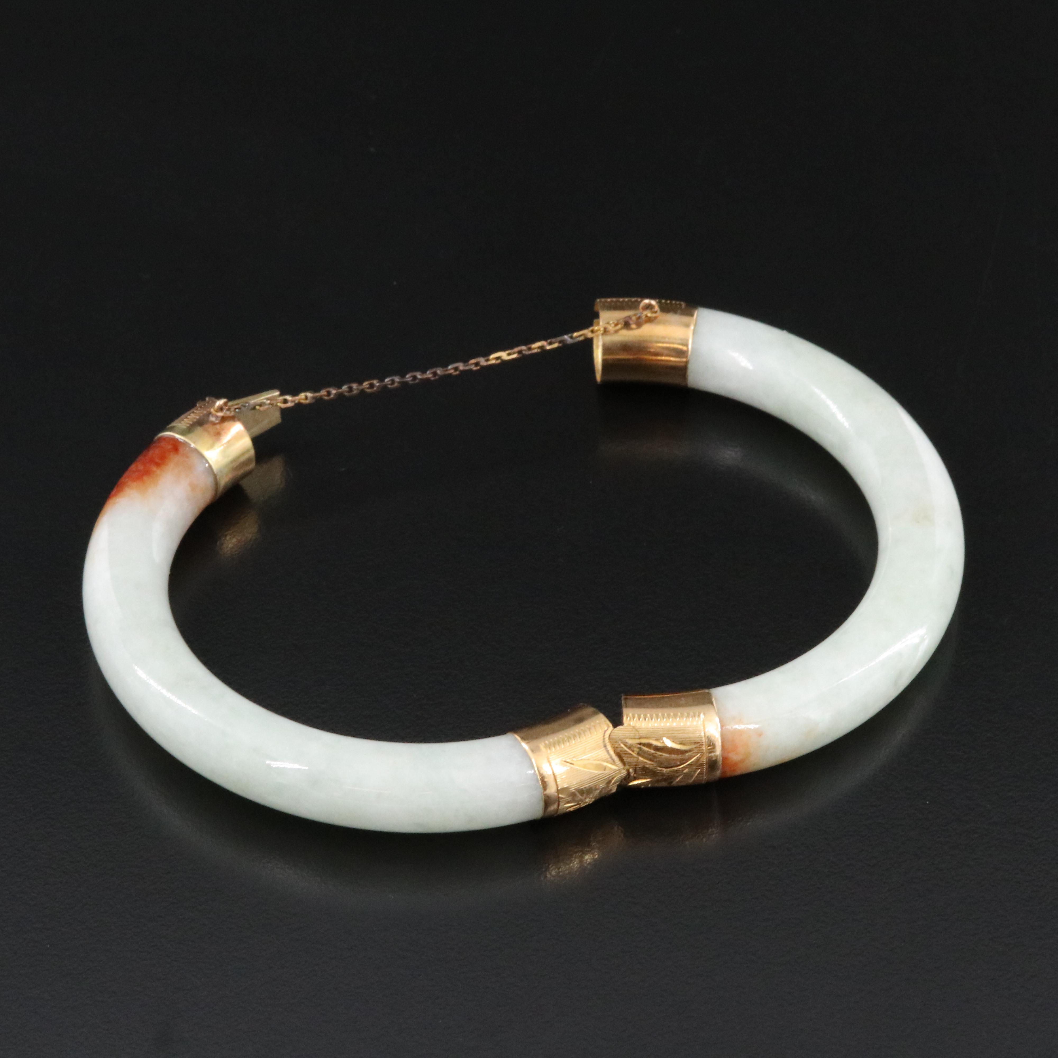 14K Jadeite Hinged Bangle Bracelet