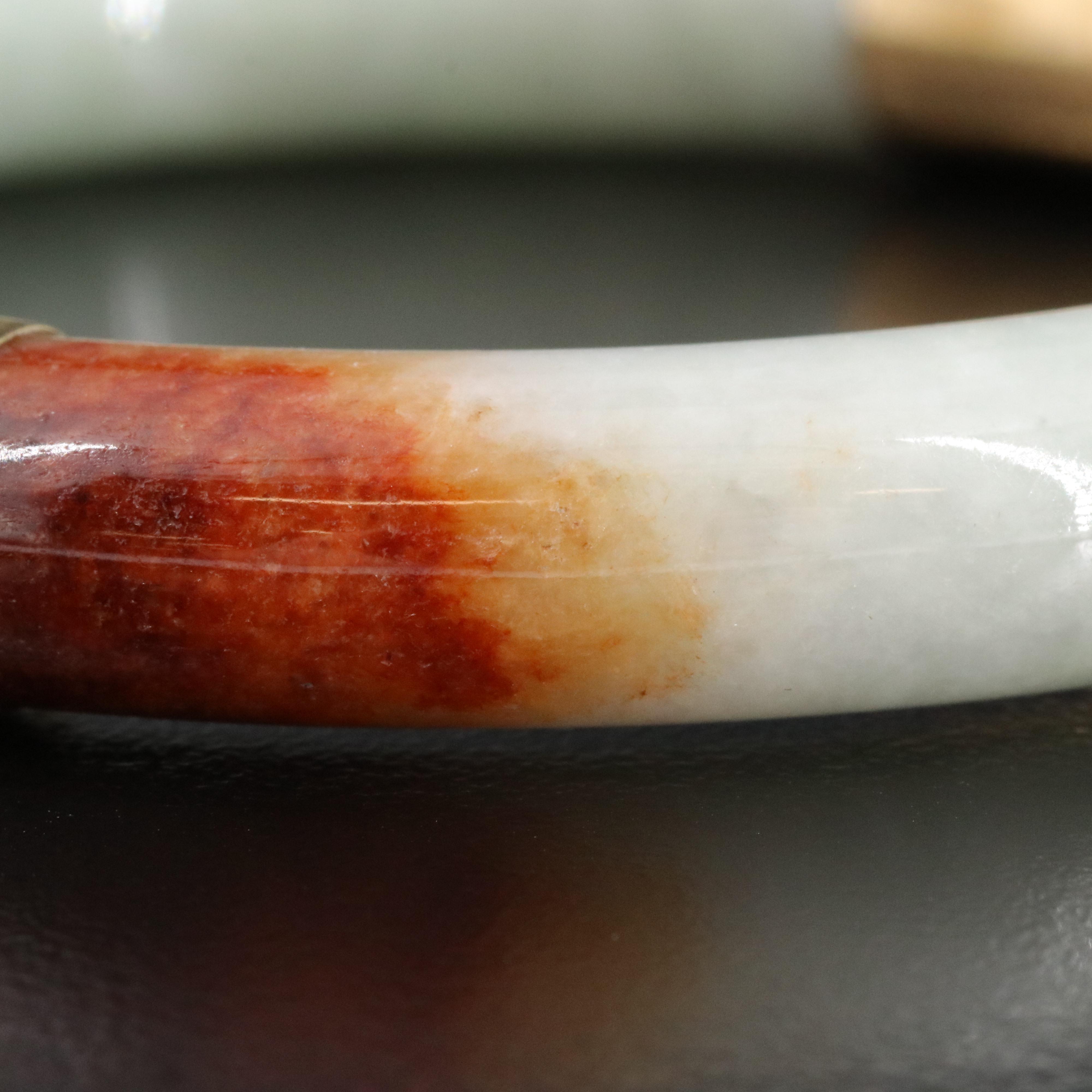 14K Jadeite Hinged Bangle Bracelet