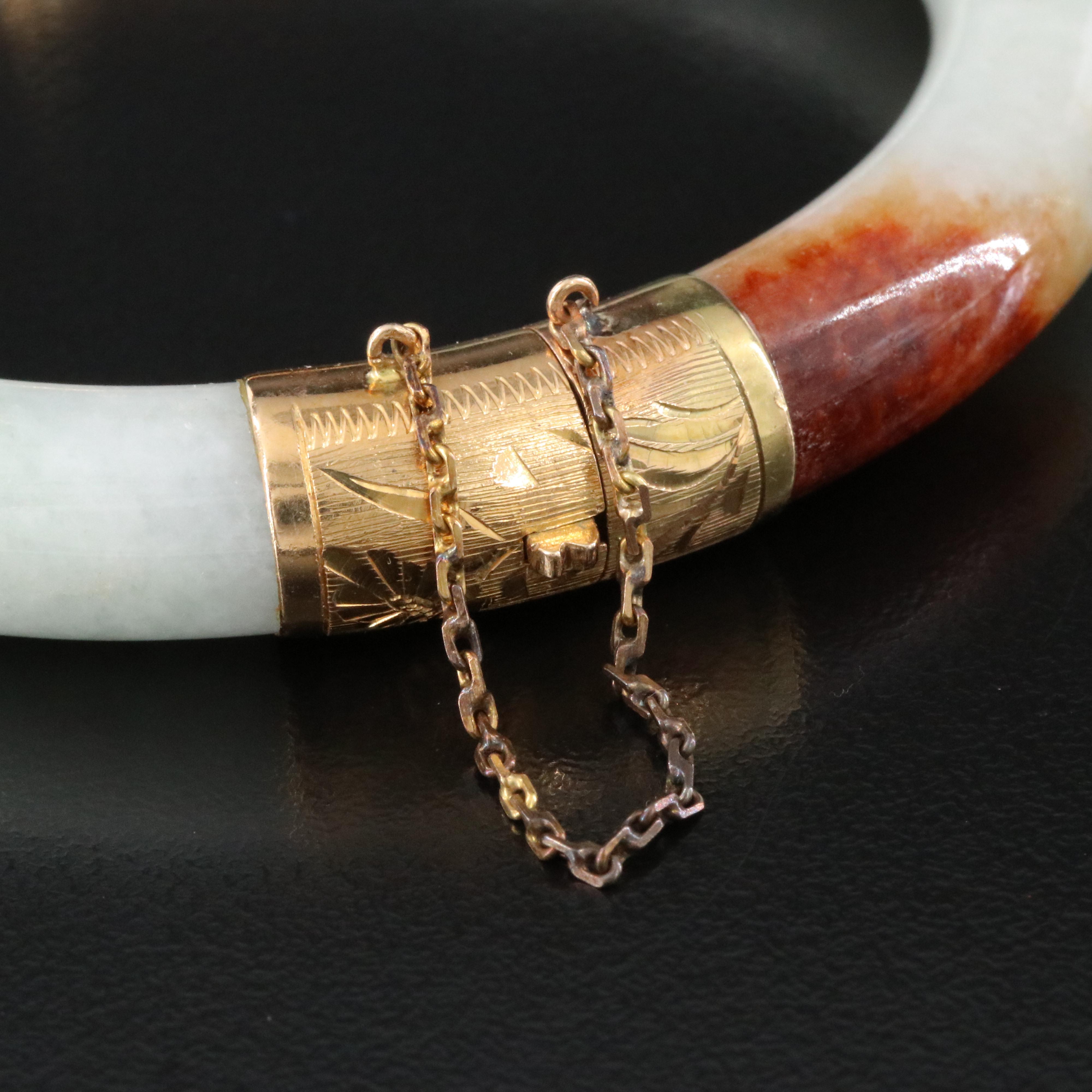 14K Jadeite Hinged Bangle Bracelet