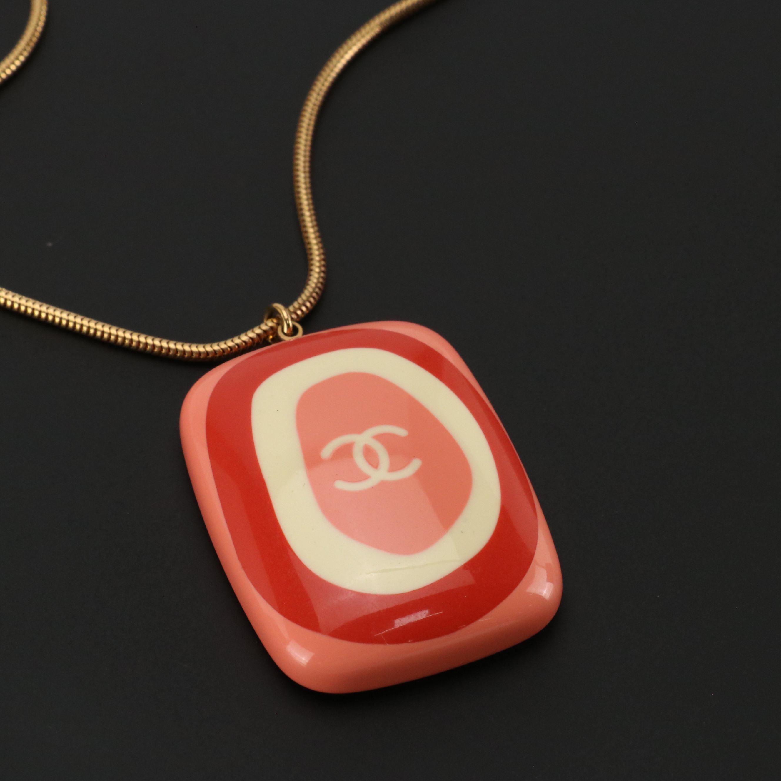 Chanel Spring Collection CC Resin Pendant Necklace