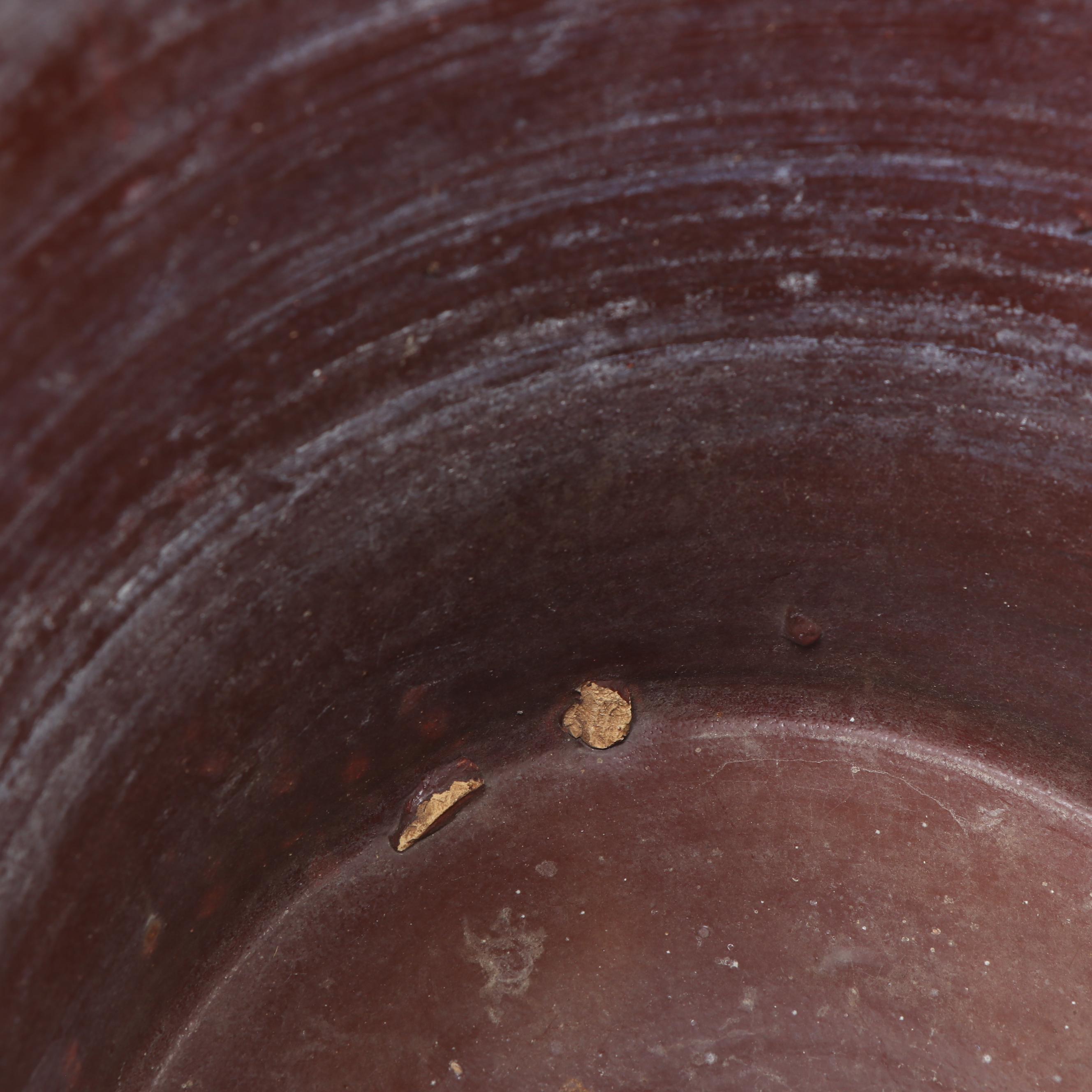 Brown over Tan Stoneware Crock