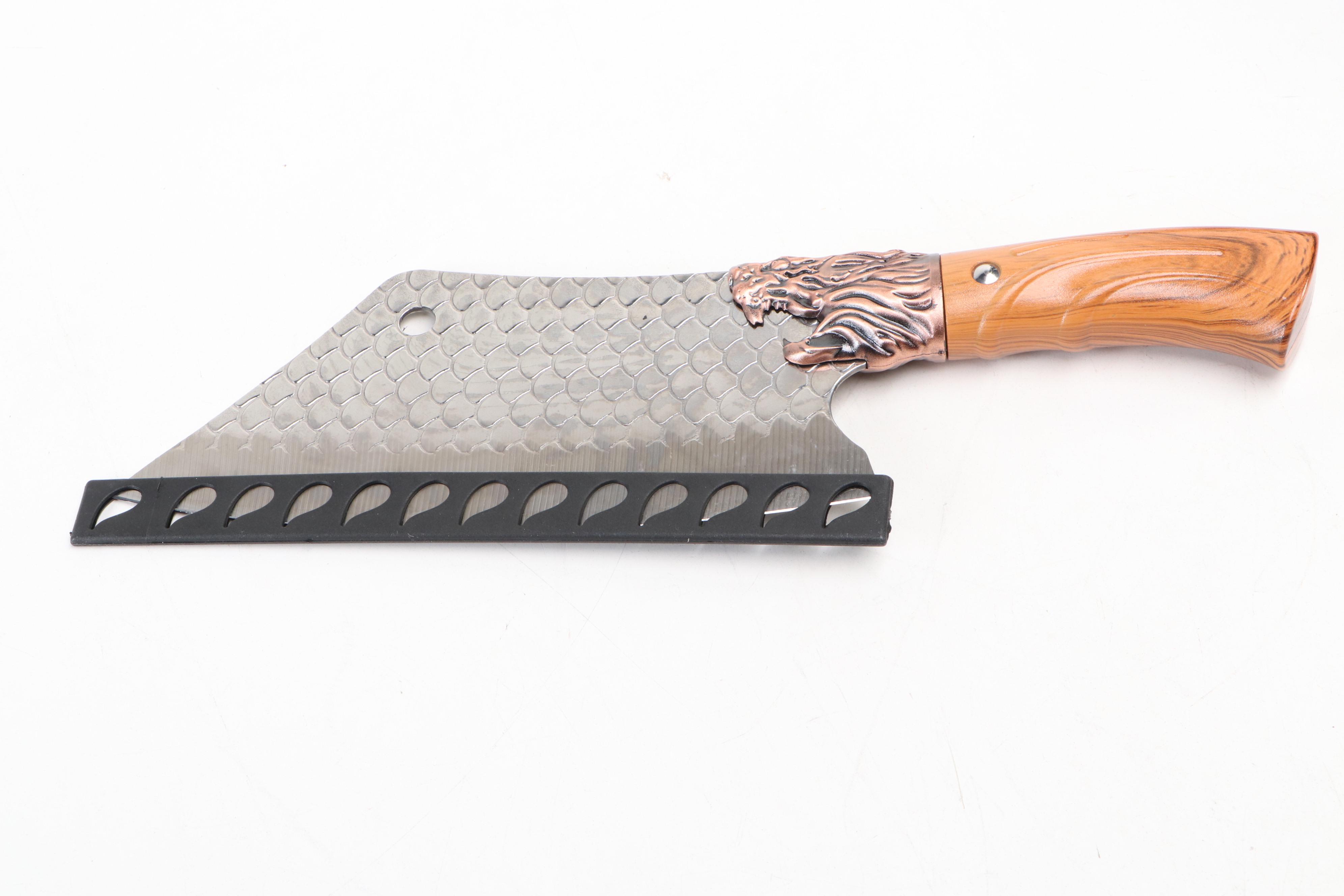 Japanese Style Etched Stainless Steel Chef's Knives with Other Cleaver