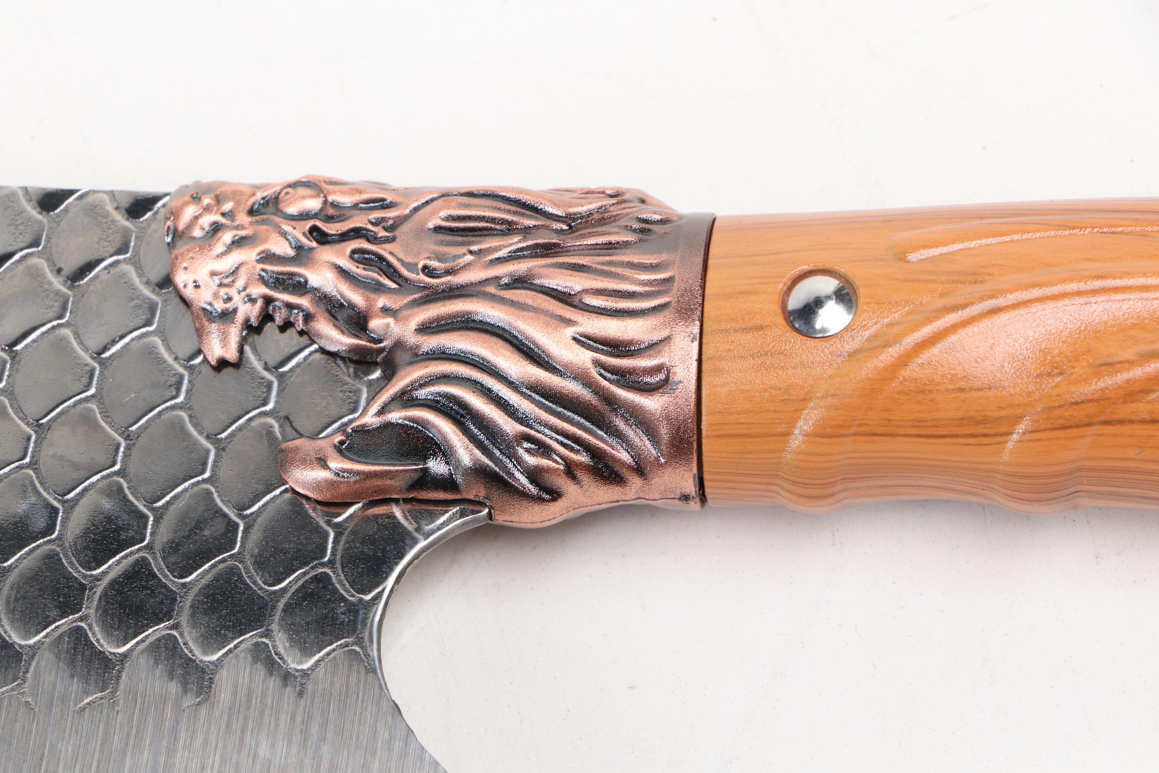 Japanese Style Etched Stainless Steel Chef's Knives with Other Cleaver