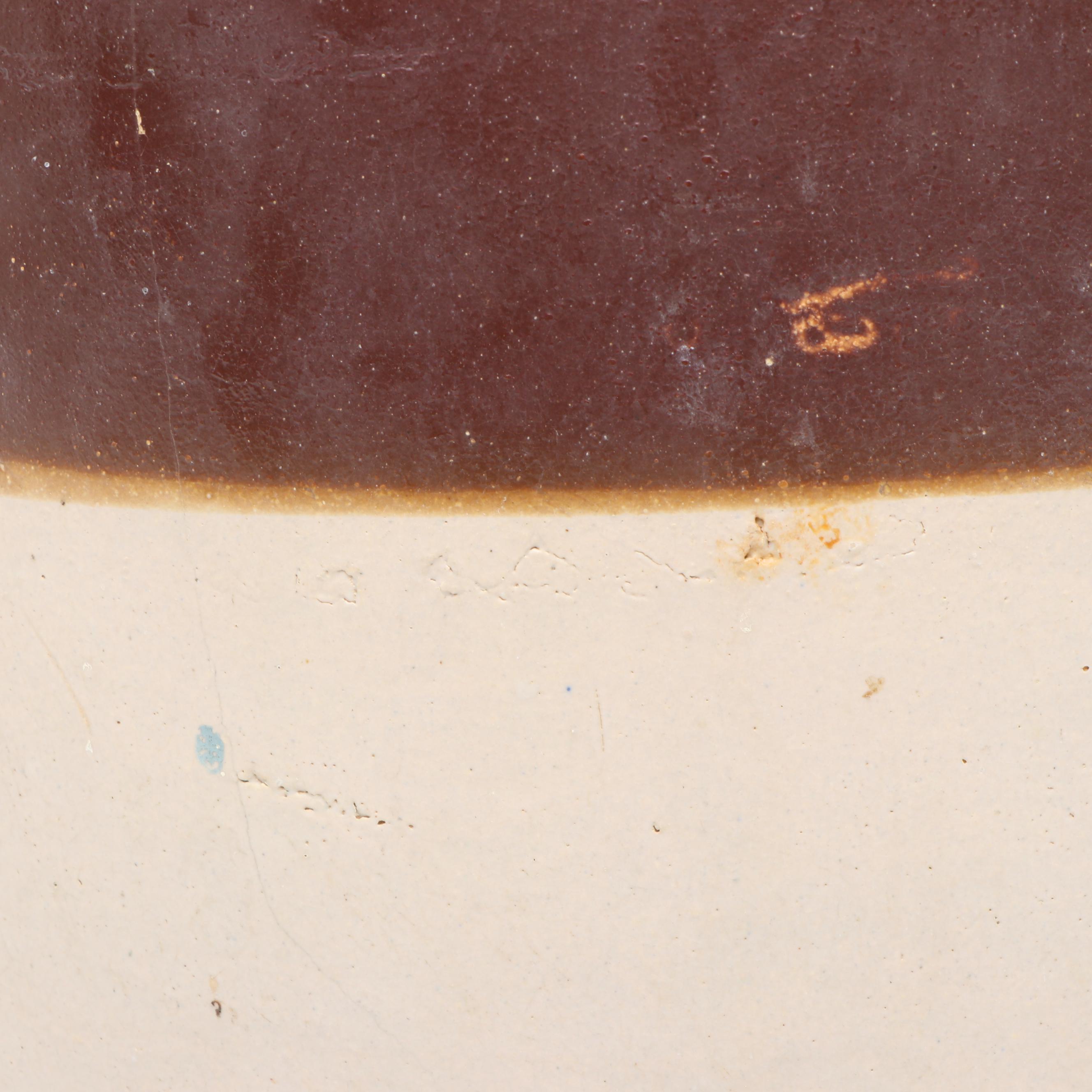 Brown over Tan Stoneware Crock