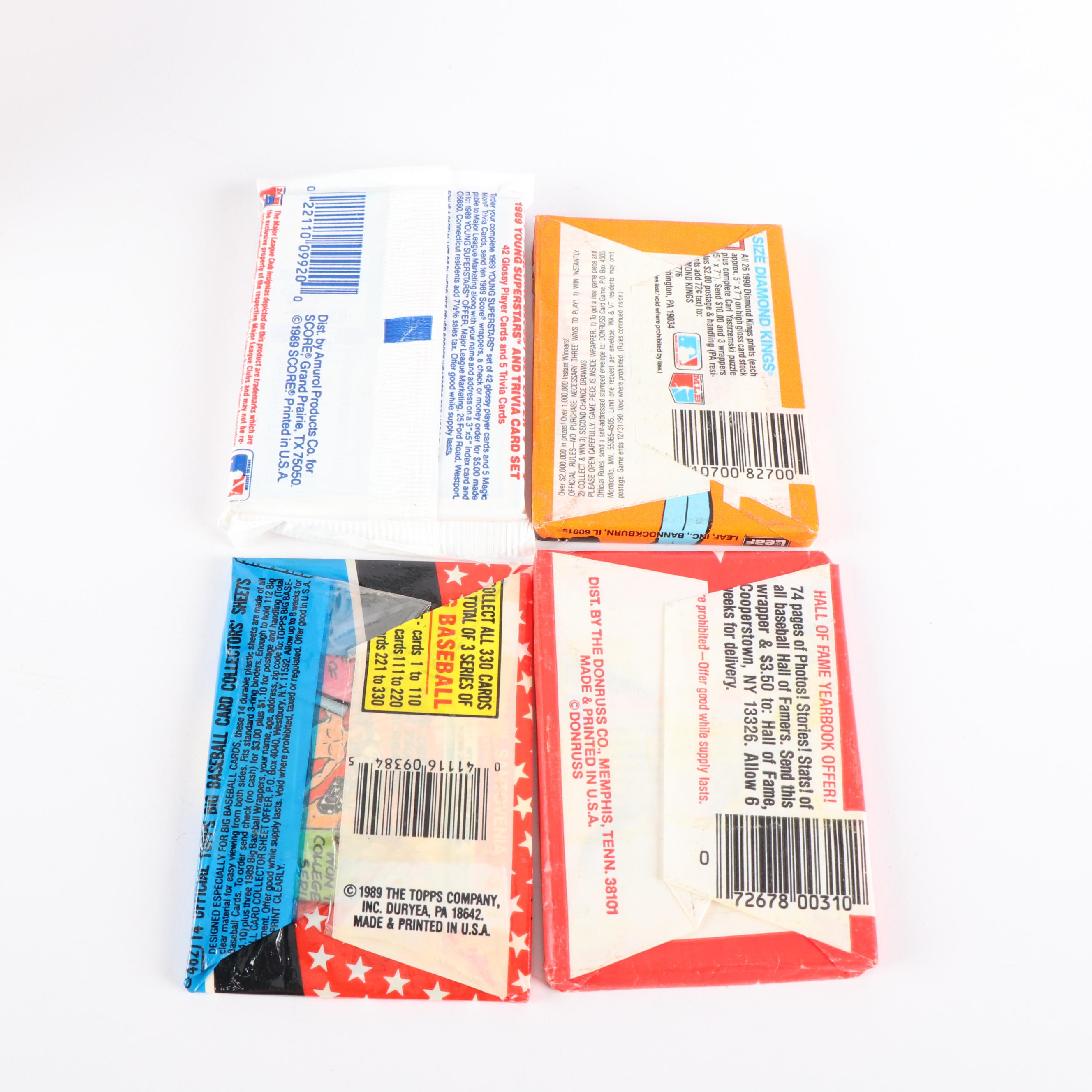 Large Box of Unopened Baseball Card Wax Packs and Packs, 80s and 90s