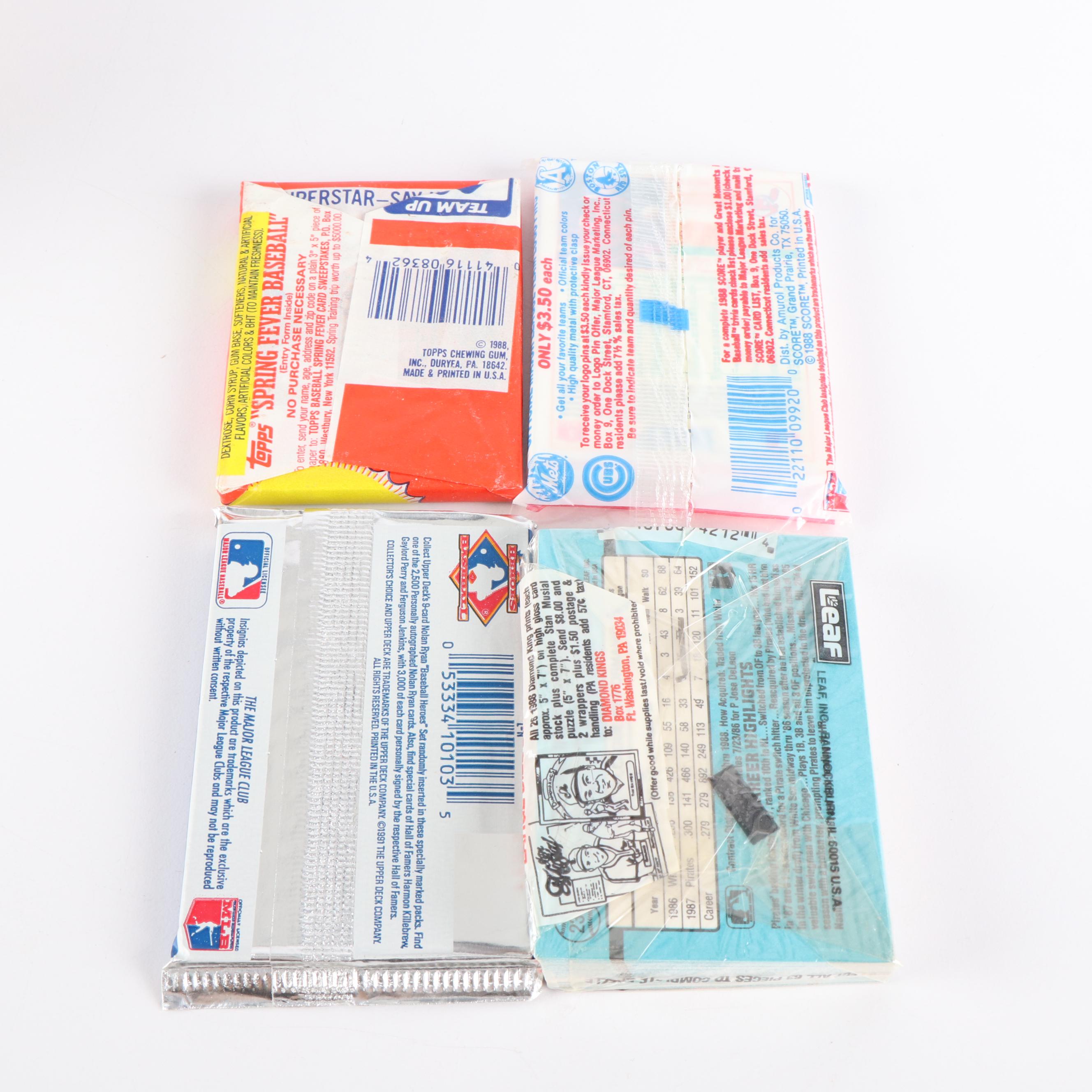 Large Box of Unopened Baseball Card Wax Packs and Packs, 80s and 90s