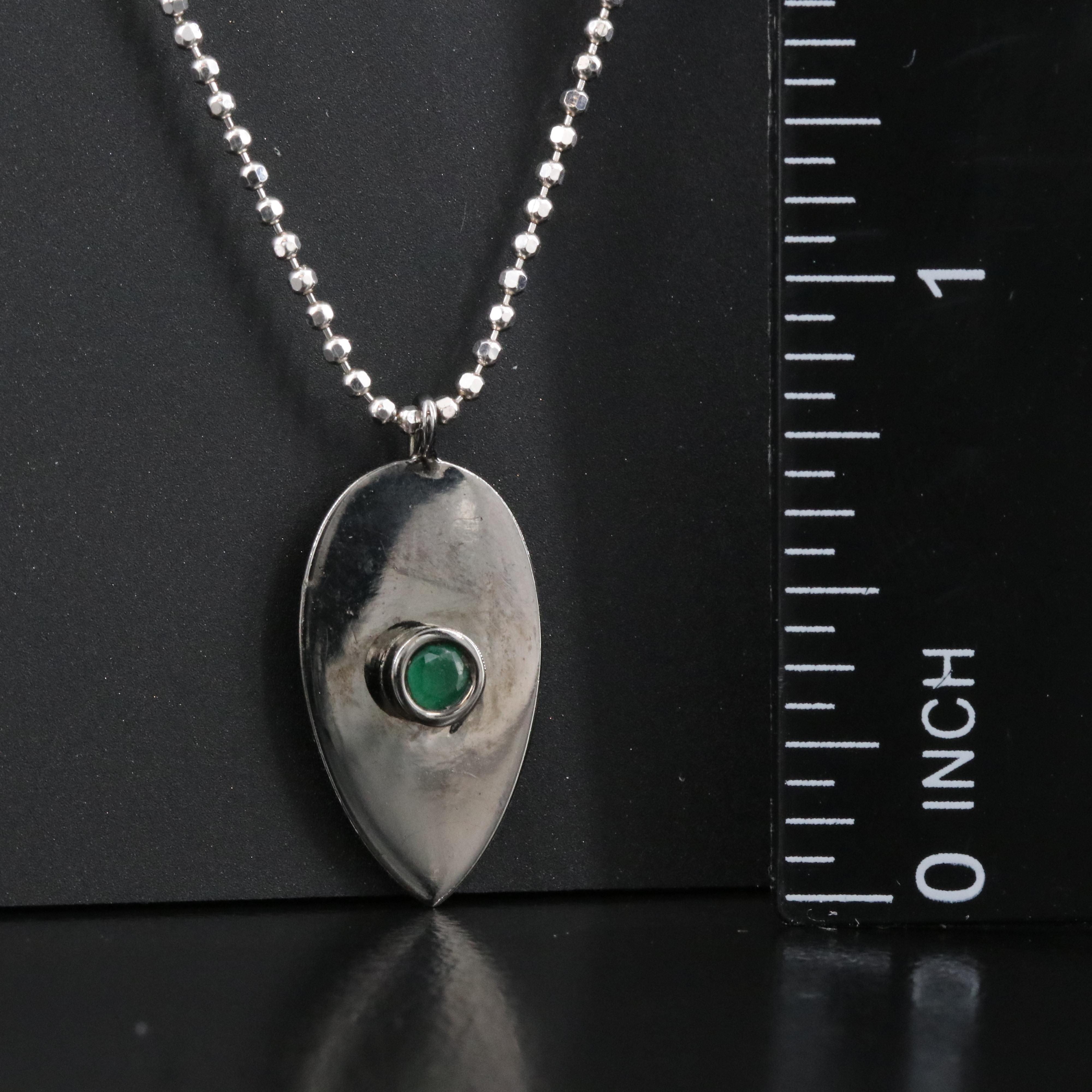 Sterling Emerald Pendant Necklace