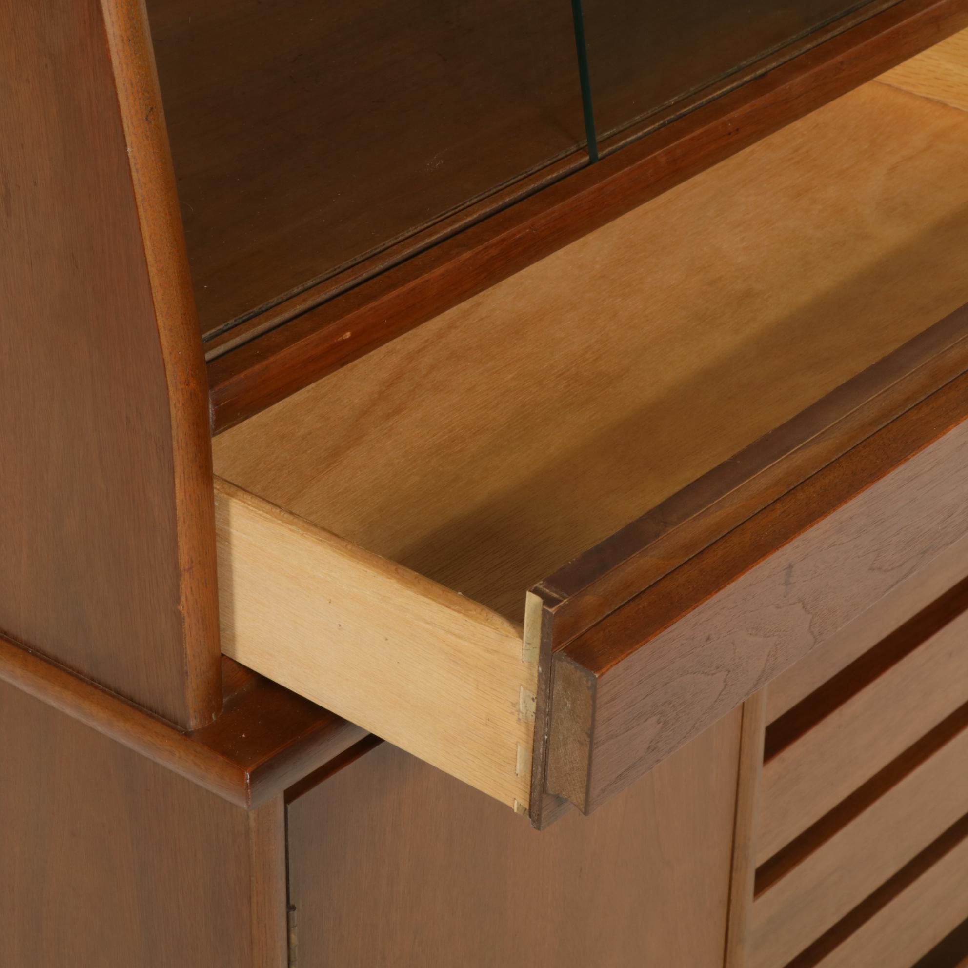 Stanley Mid Century Modern Walnut China Cabinet