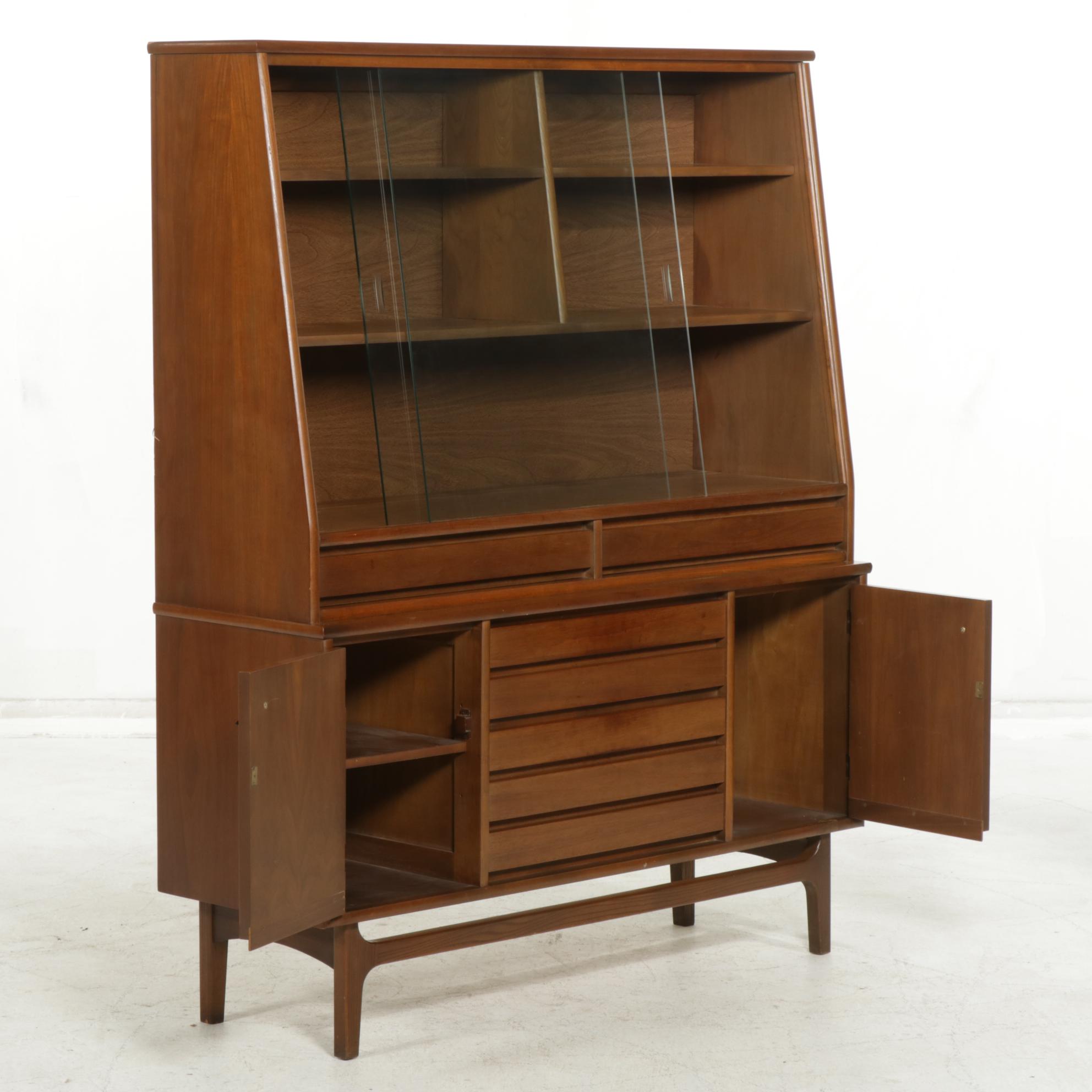 Stanley Mid Century Modern Walnut China Cabinet
