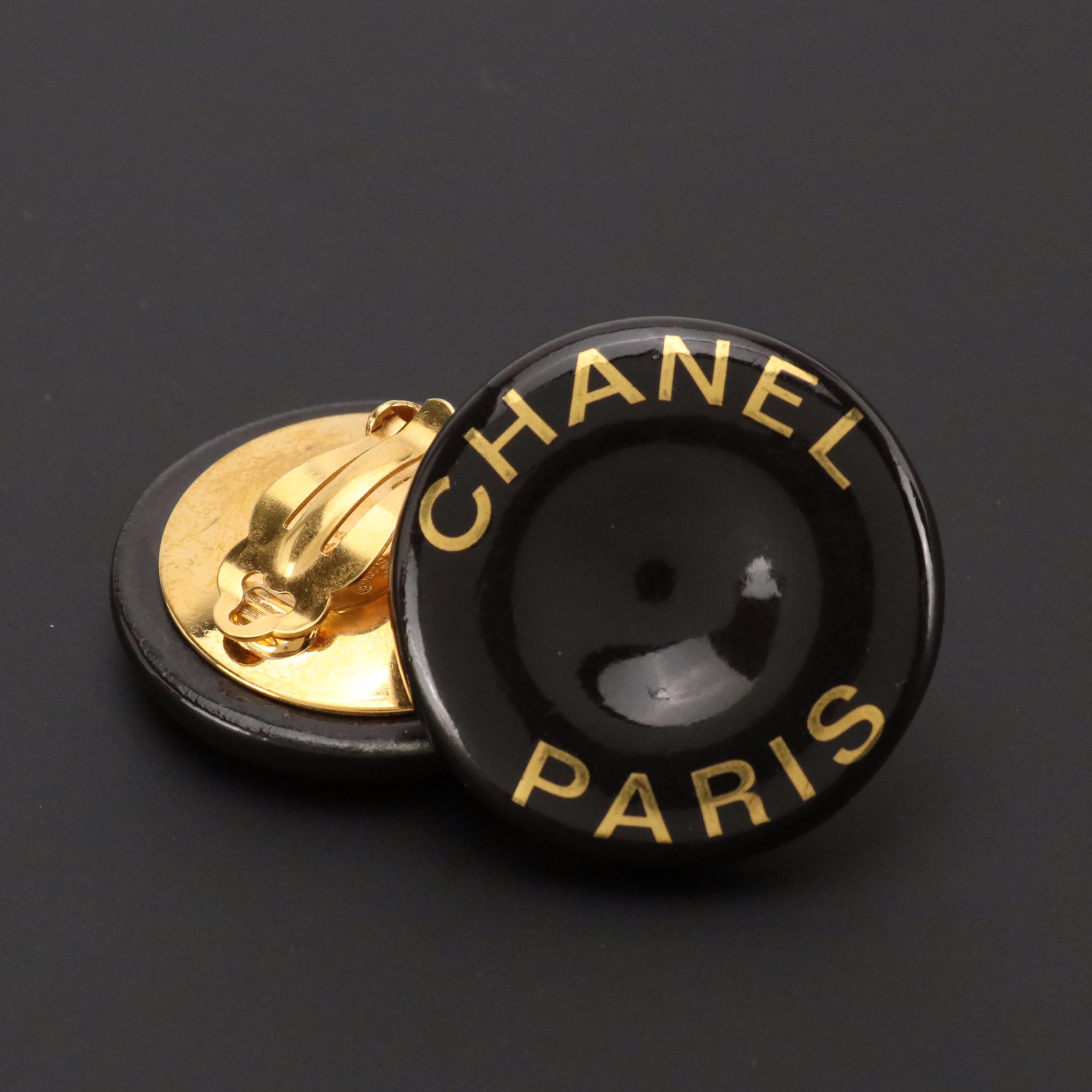 Chanel Spring Collection Logo Round Clip Earrings