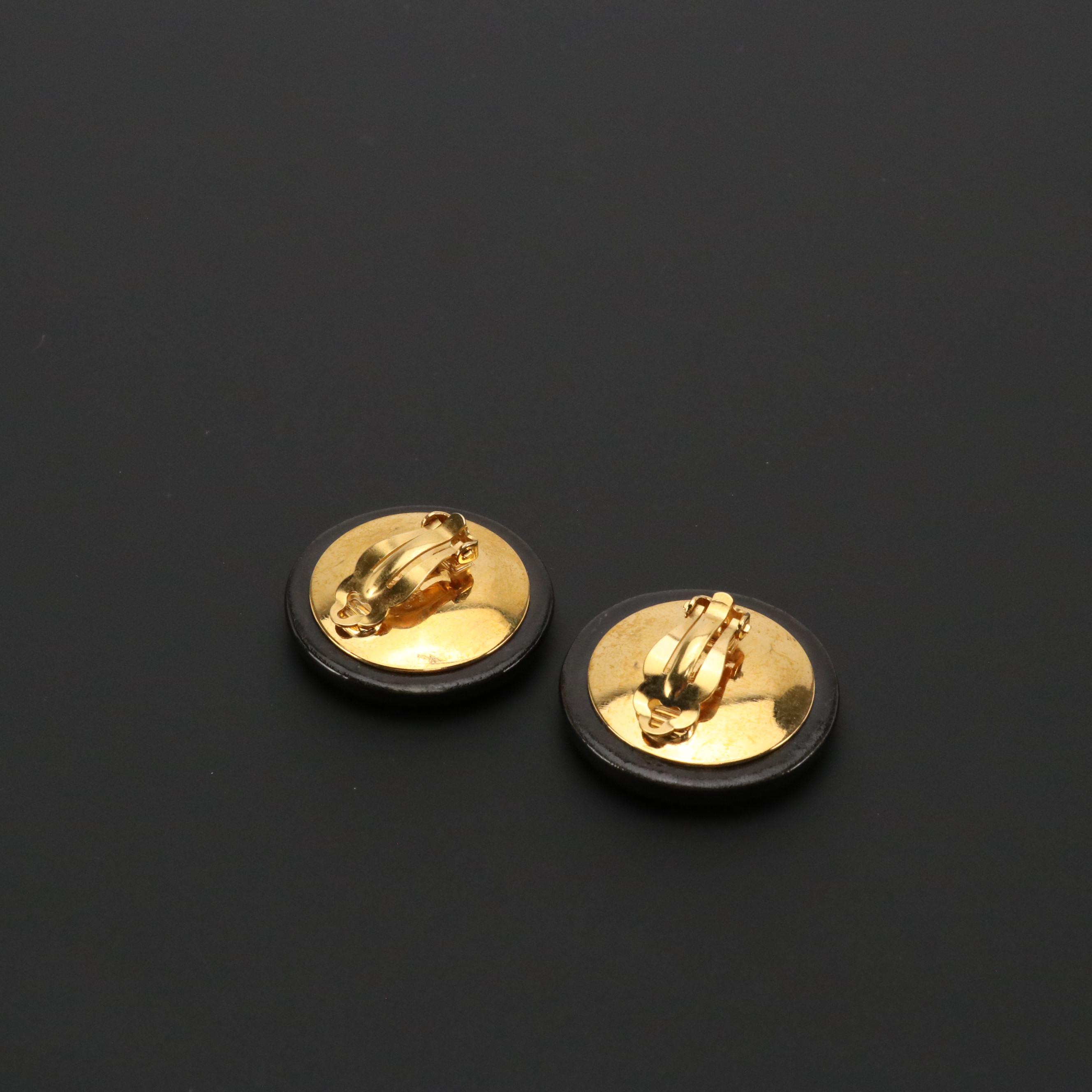 Chanel Spring Collection Logo Round Clip Earrings