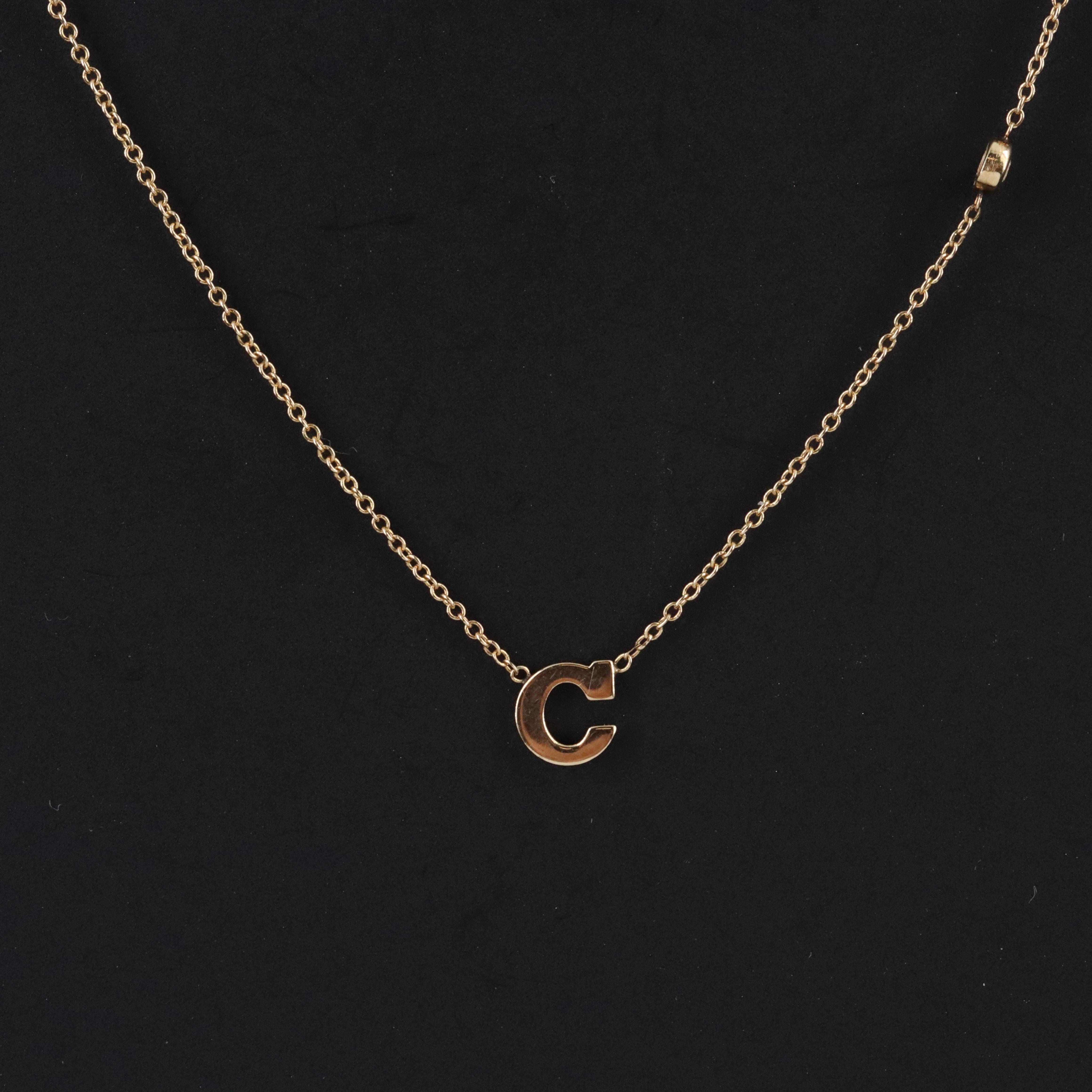 14K 0.02 CT Diamond Initial Necklace