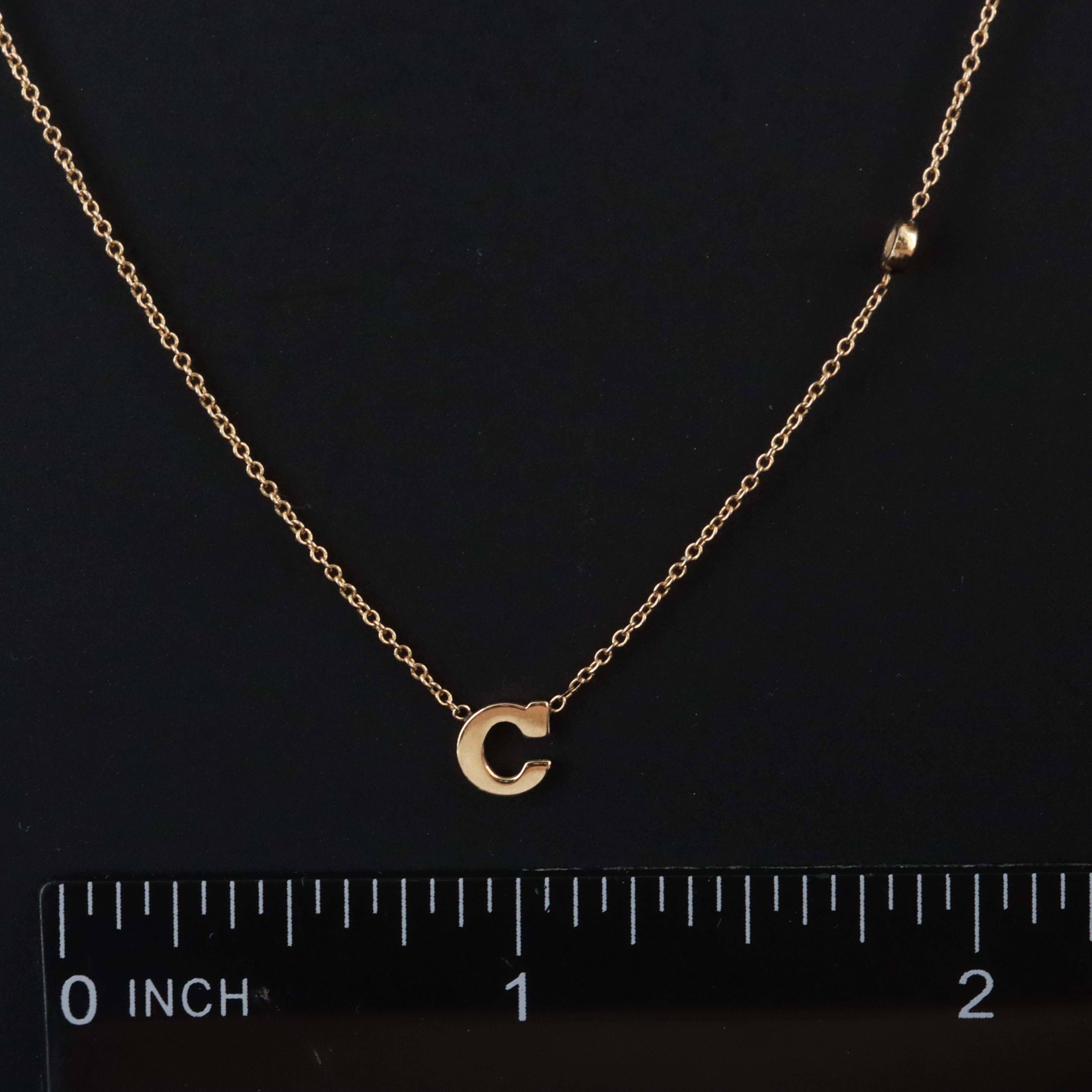 14K 0.02 CT Diamond Initial Necklace