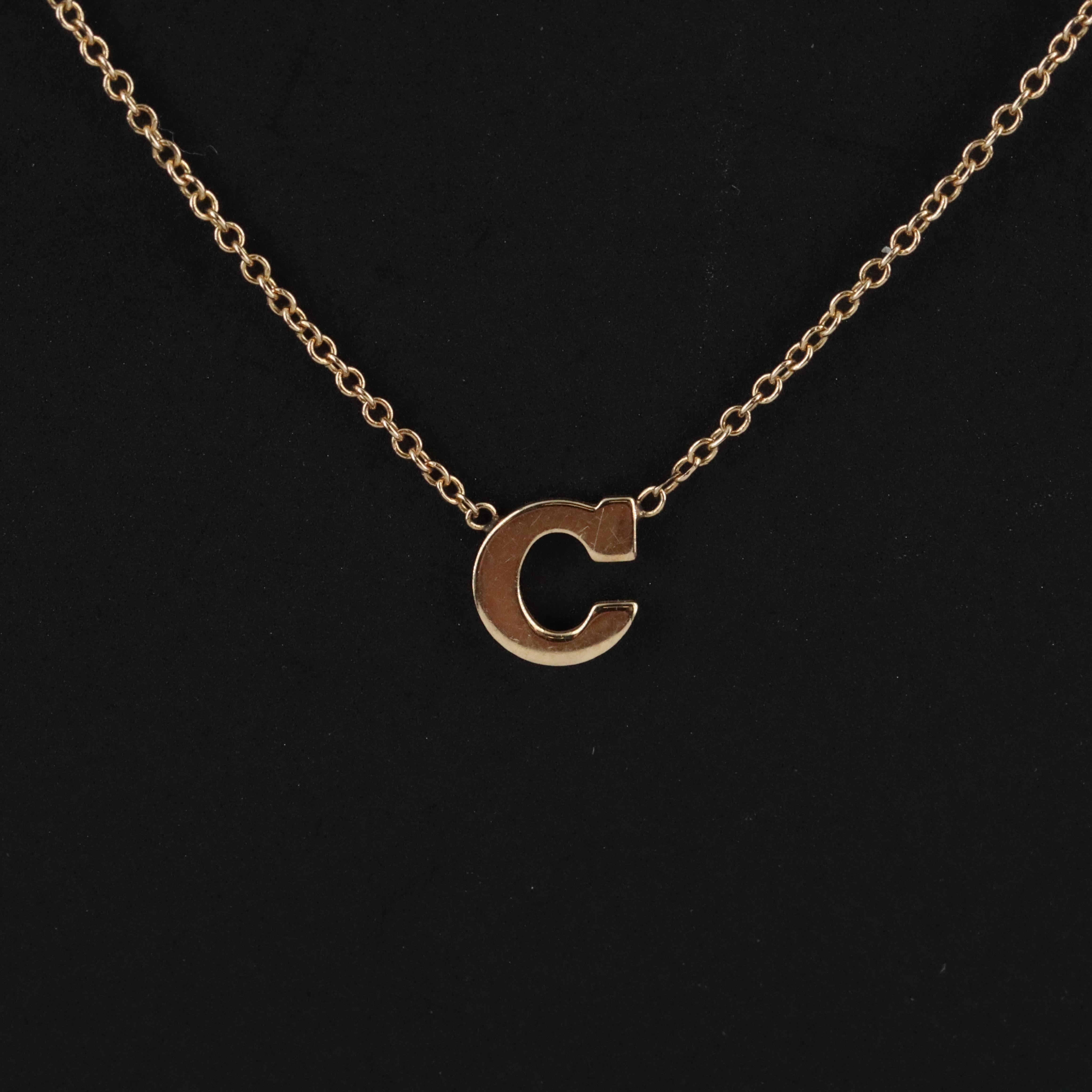 14K 0.02 CT Diamond Initial Necklace
