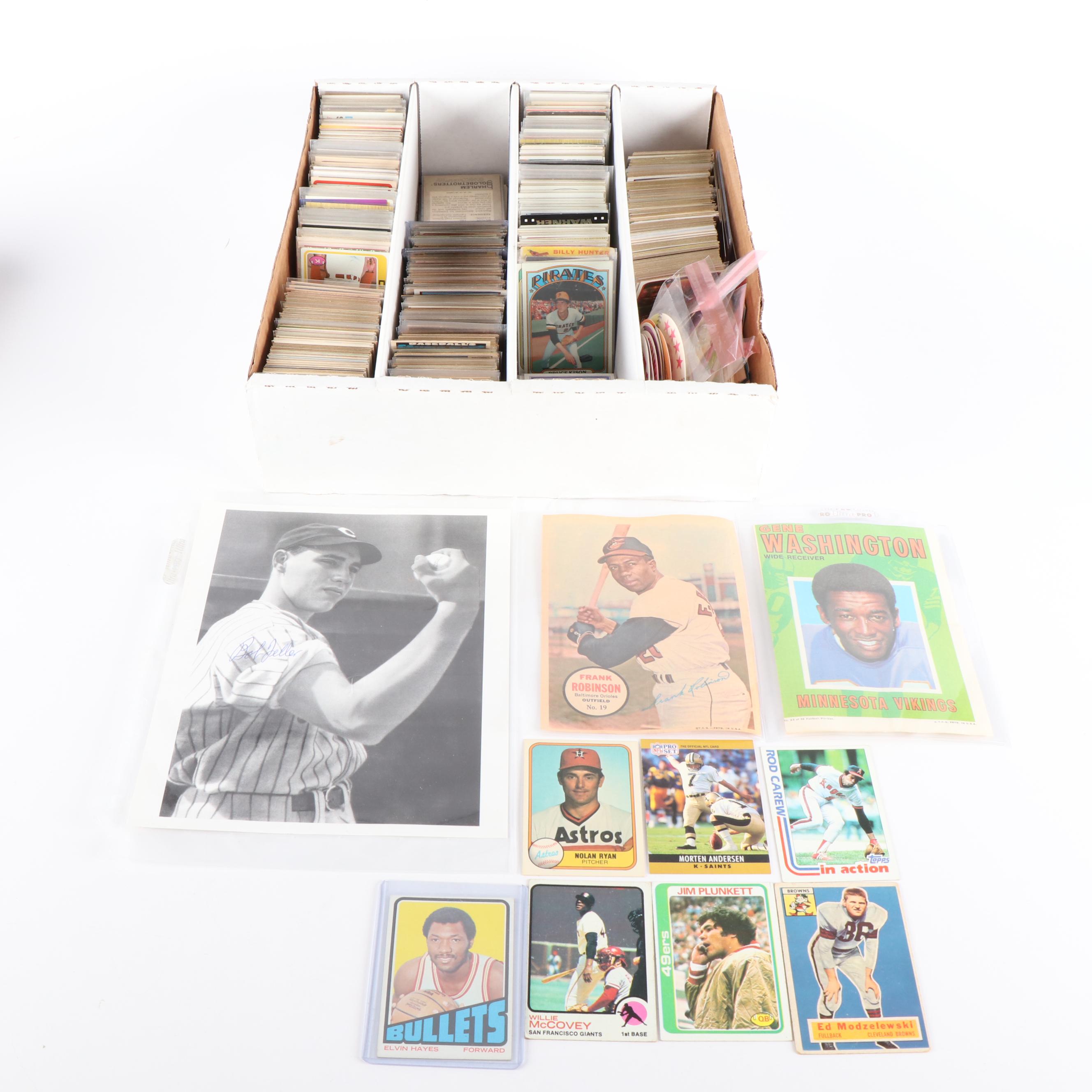 Signed Photo of Bob Feller & Collection of Baseball Cards, 60s to 90s