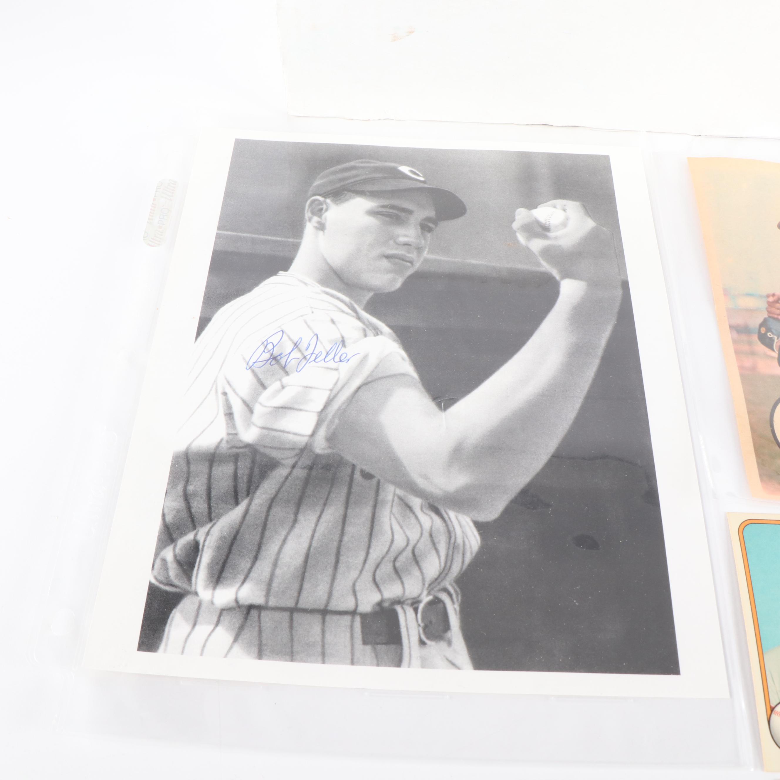 Signed Photo of Bob Feller & Collection of Baseball Cards, 60s to 90s