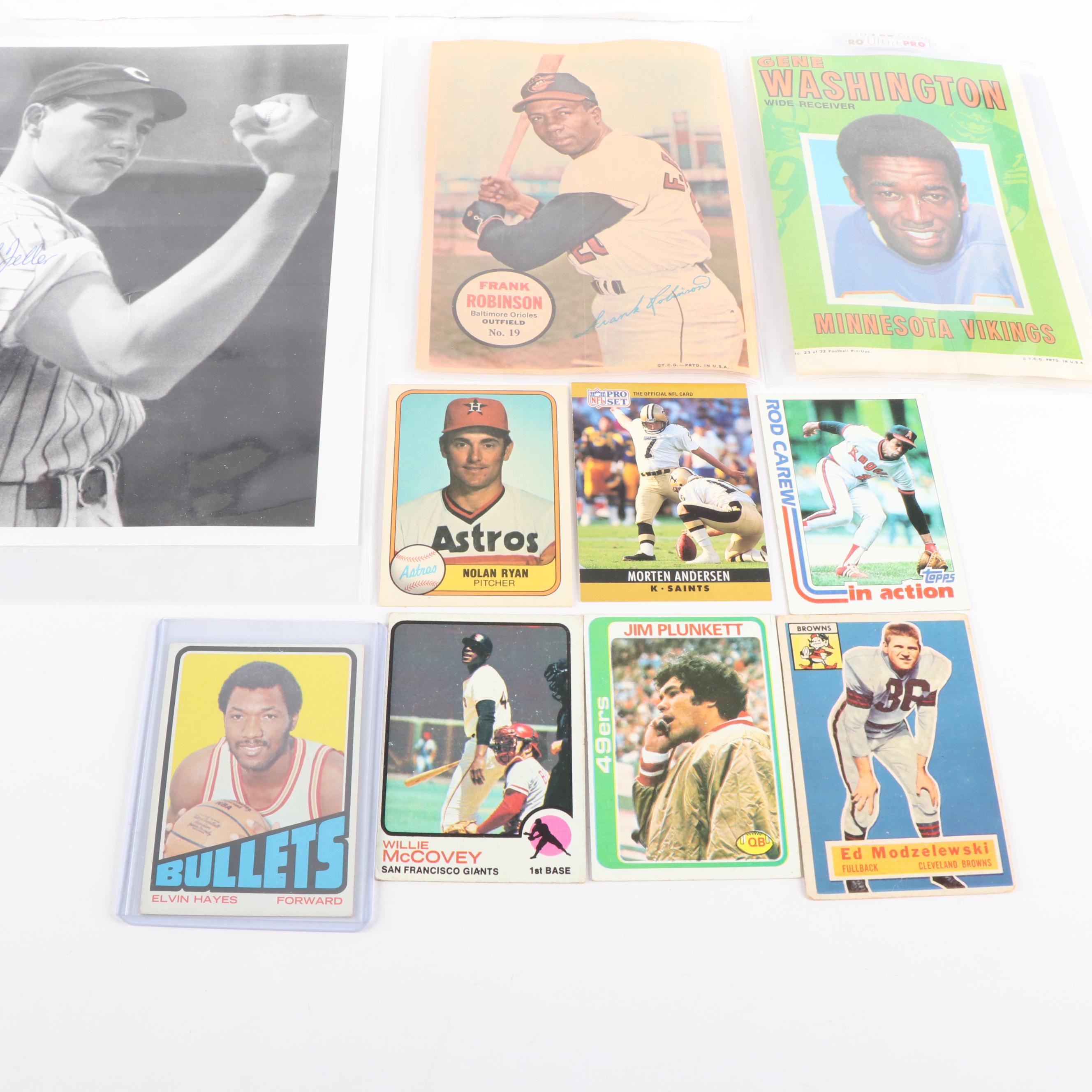 Signed Photo of Bob Feller & Collection of Baseball Cards, 60s to 90s