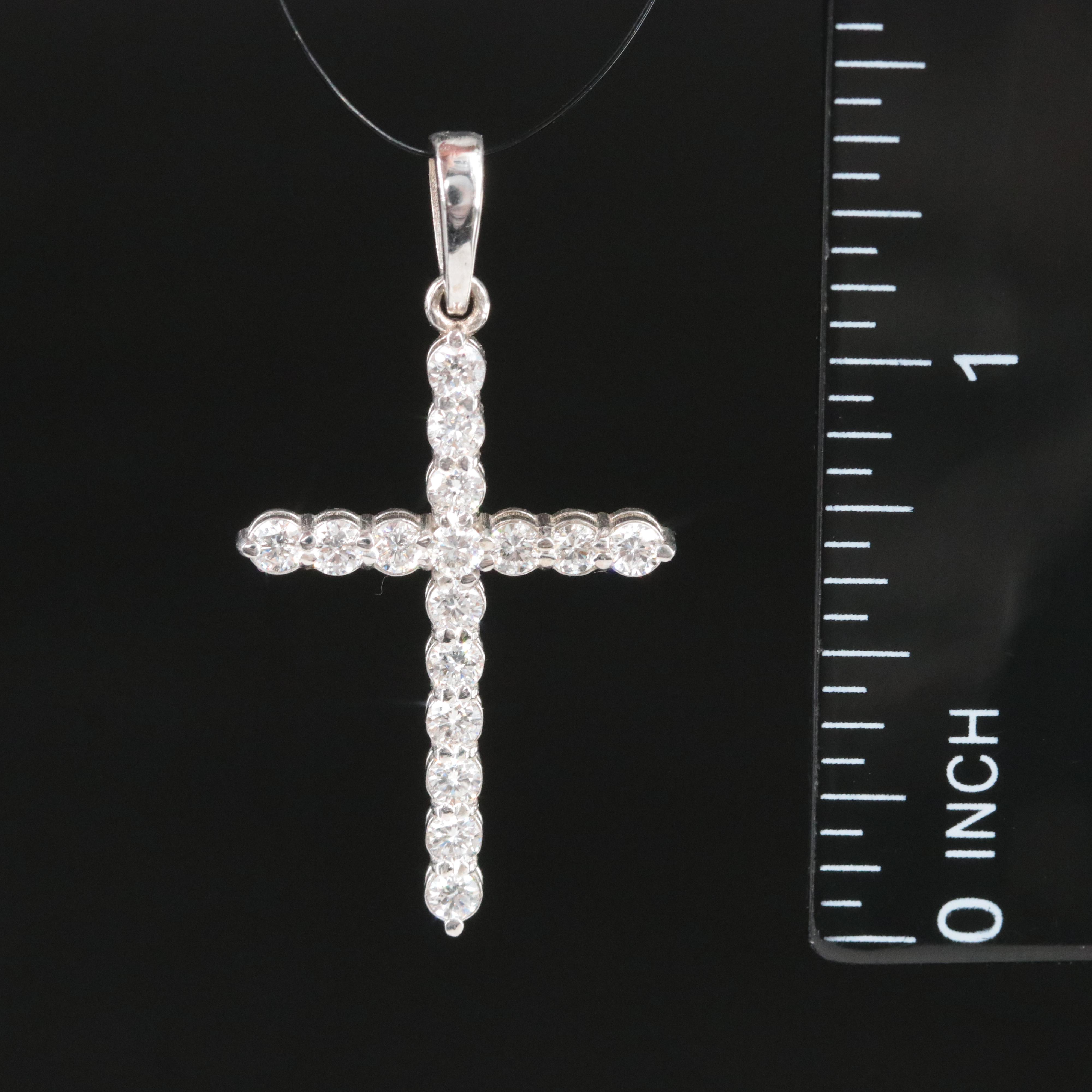 14K 0.67 CTW Lab Grown Diamond Cross Pendant