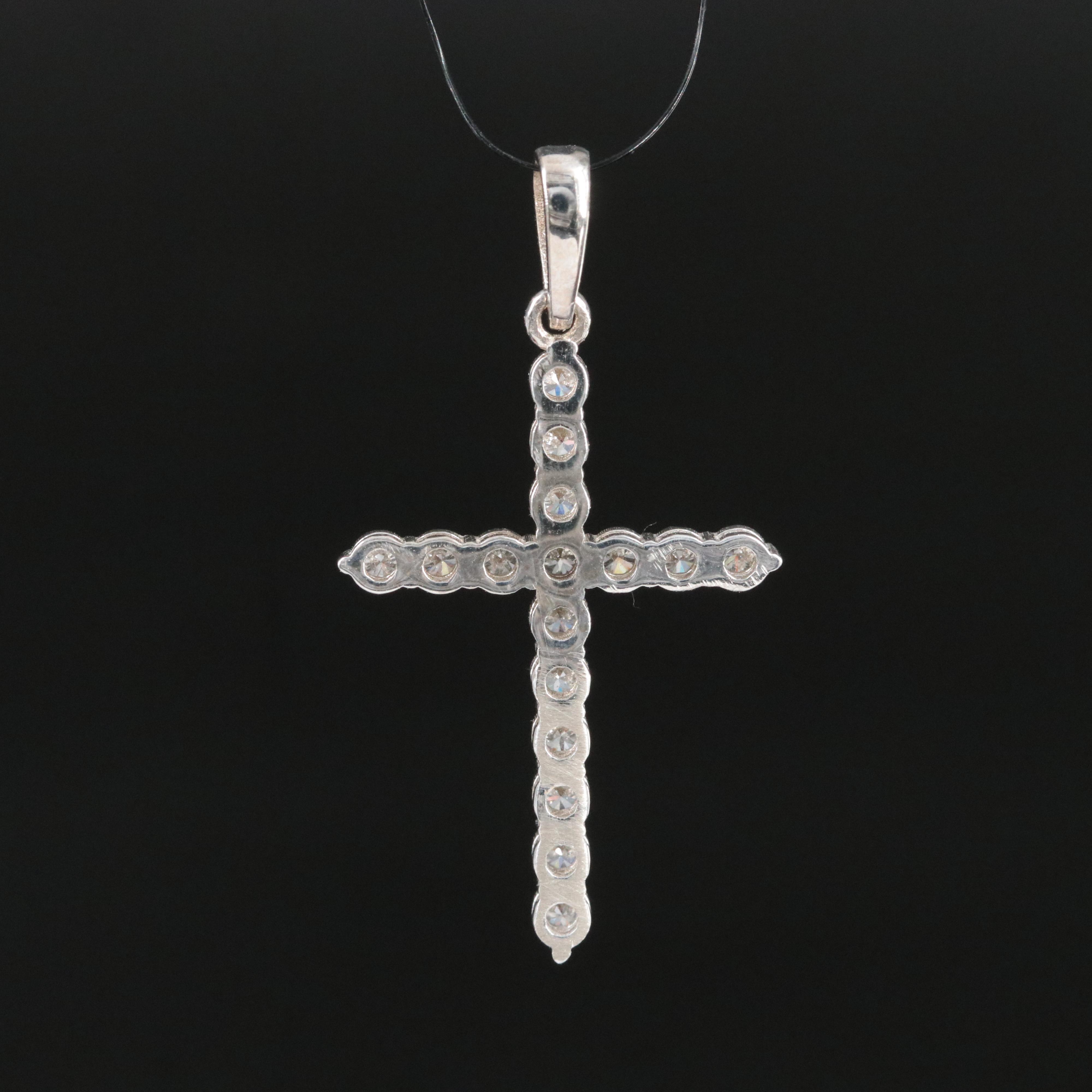 14K 0.67 CTW Lab Grown Diamond Cross Pendant