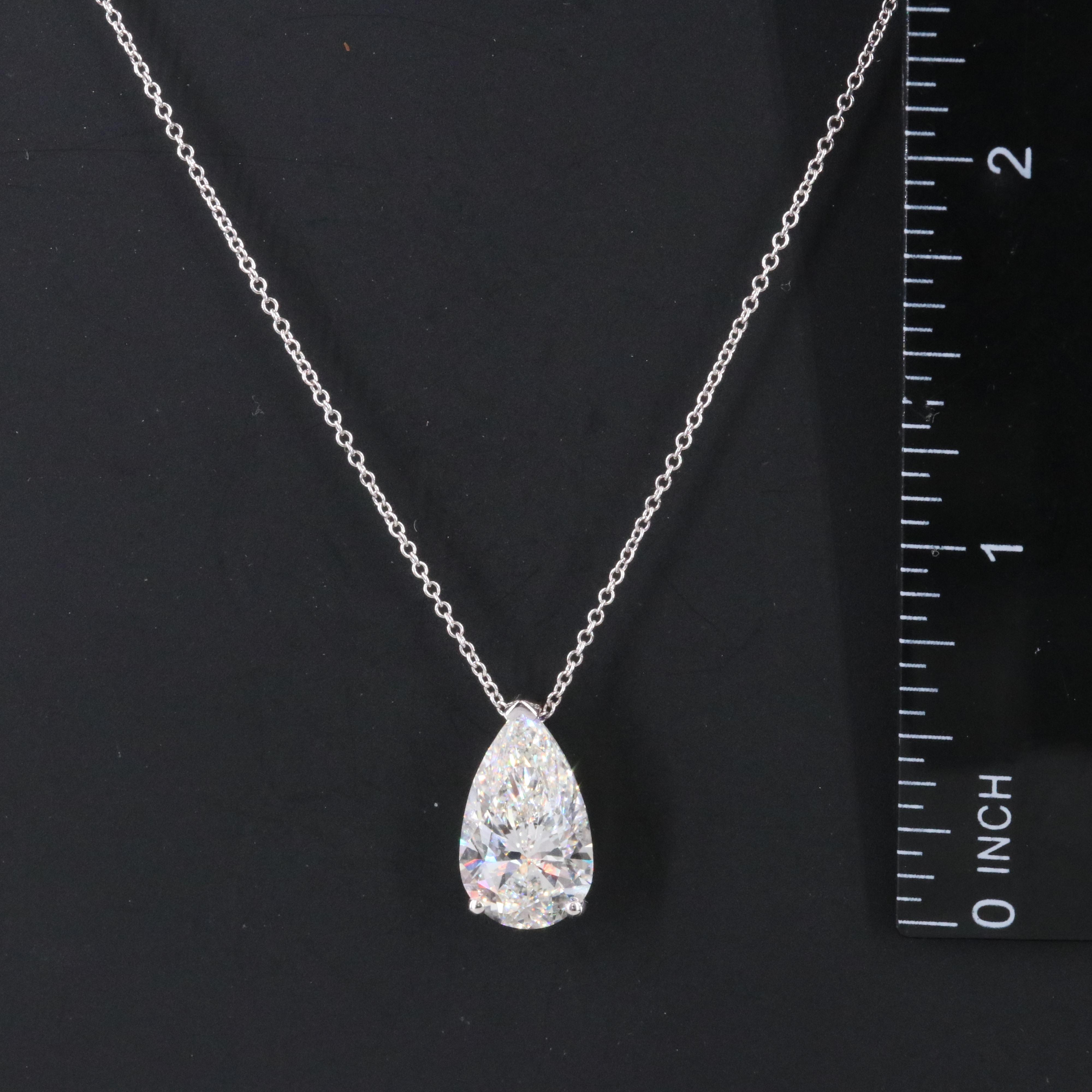 14K 4.35 CT Lab Grown Diamond Solitaire Pendant Necklace with IGI Report