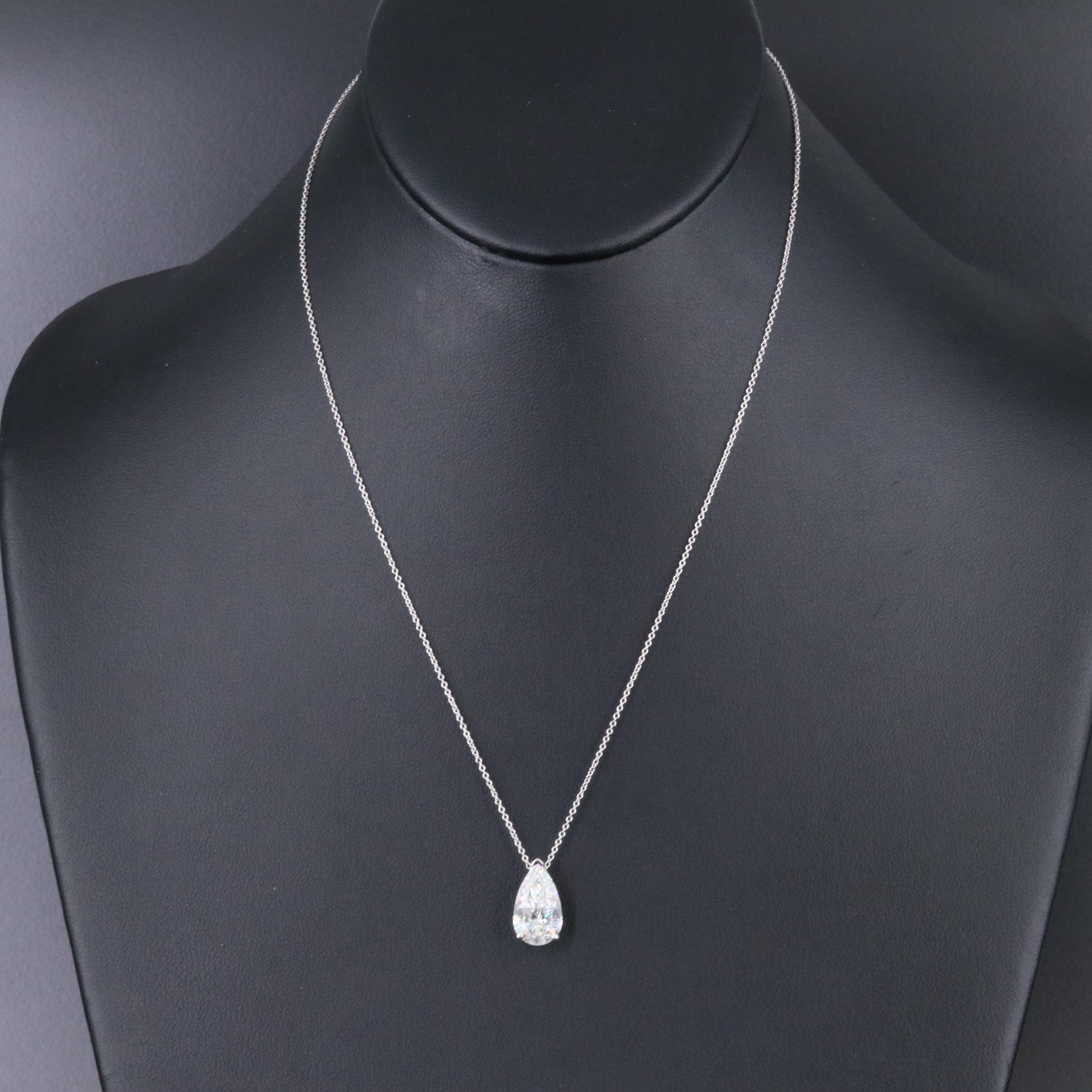 14K 4.35 CT Lab Grown Diamond Solitaire Pendant Necklace with IGI Report