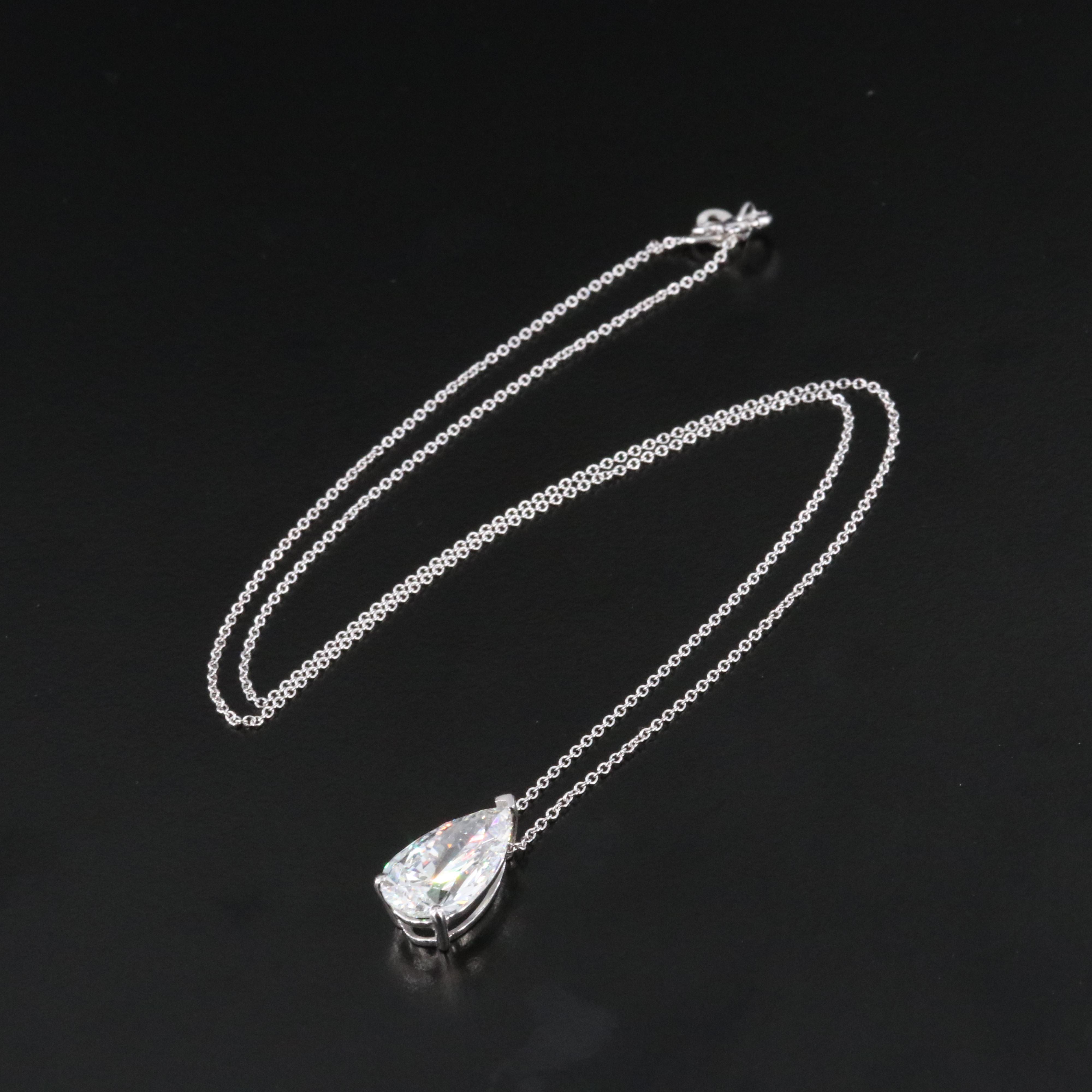 14K 4.35 CT Lab Grown Diamond Solitaire Pendant Necklace with IGI Report