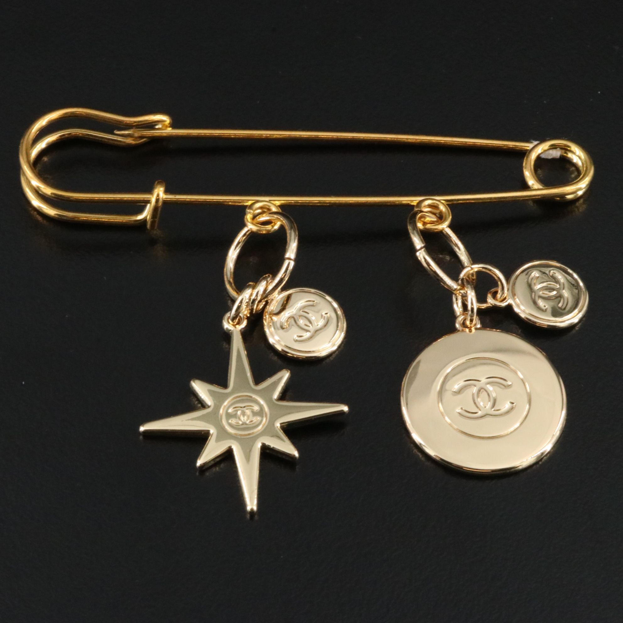 Chanel Safety Pin with CC Charms