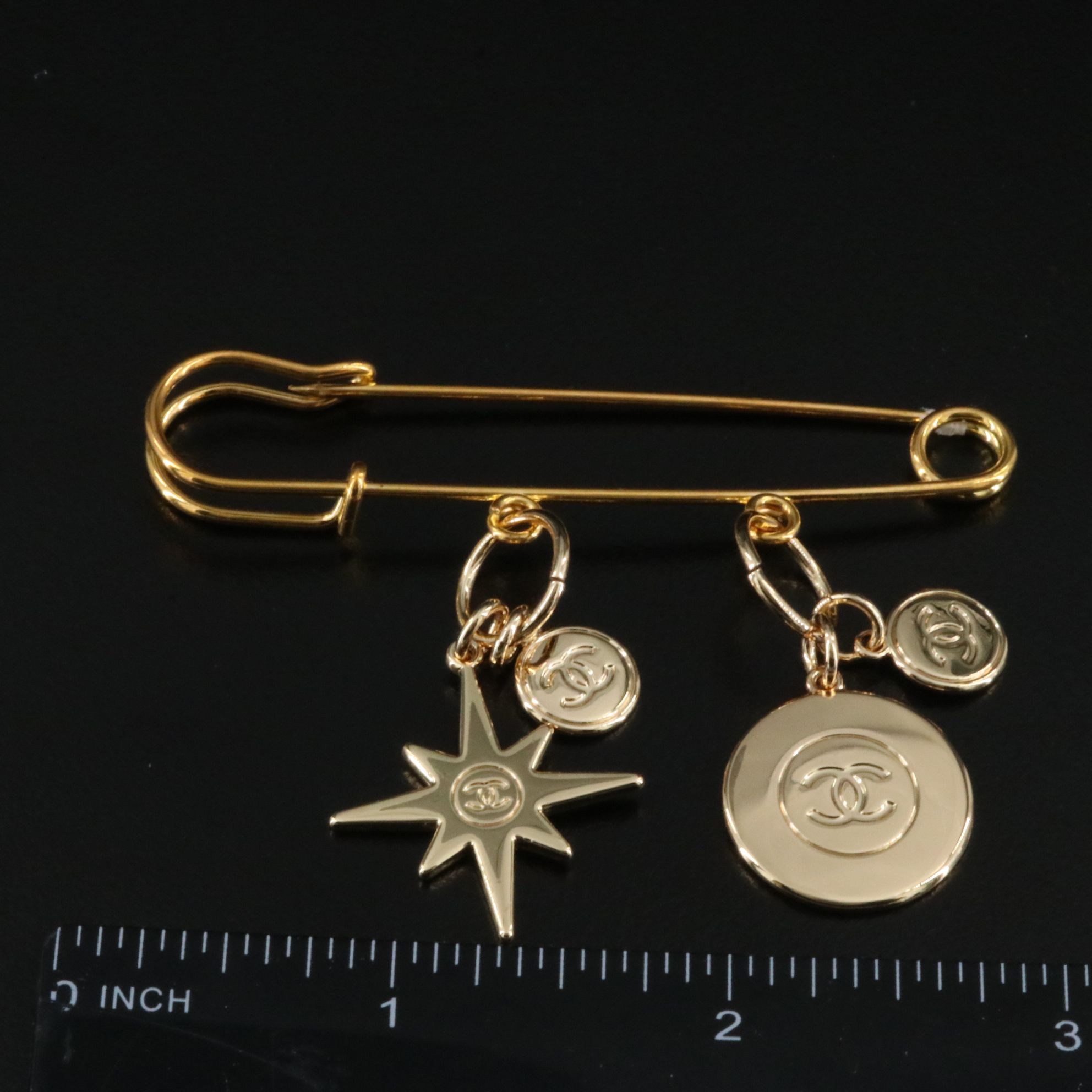 Chanel Safety Pin with CC Charms