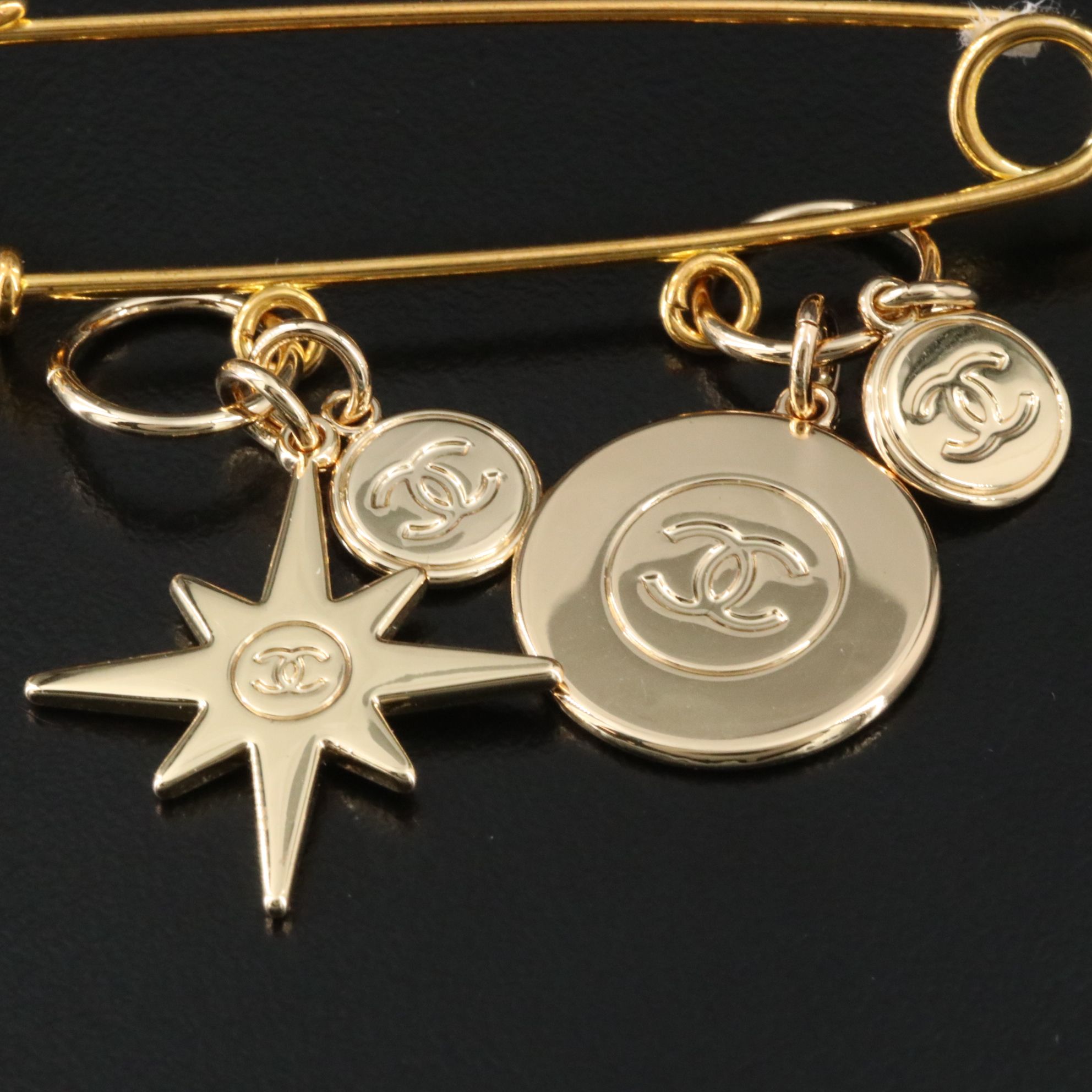 Chanel Safety Pin with CC Charms