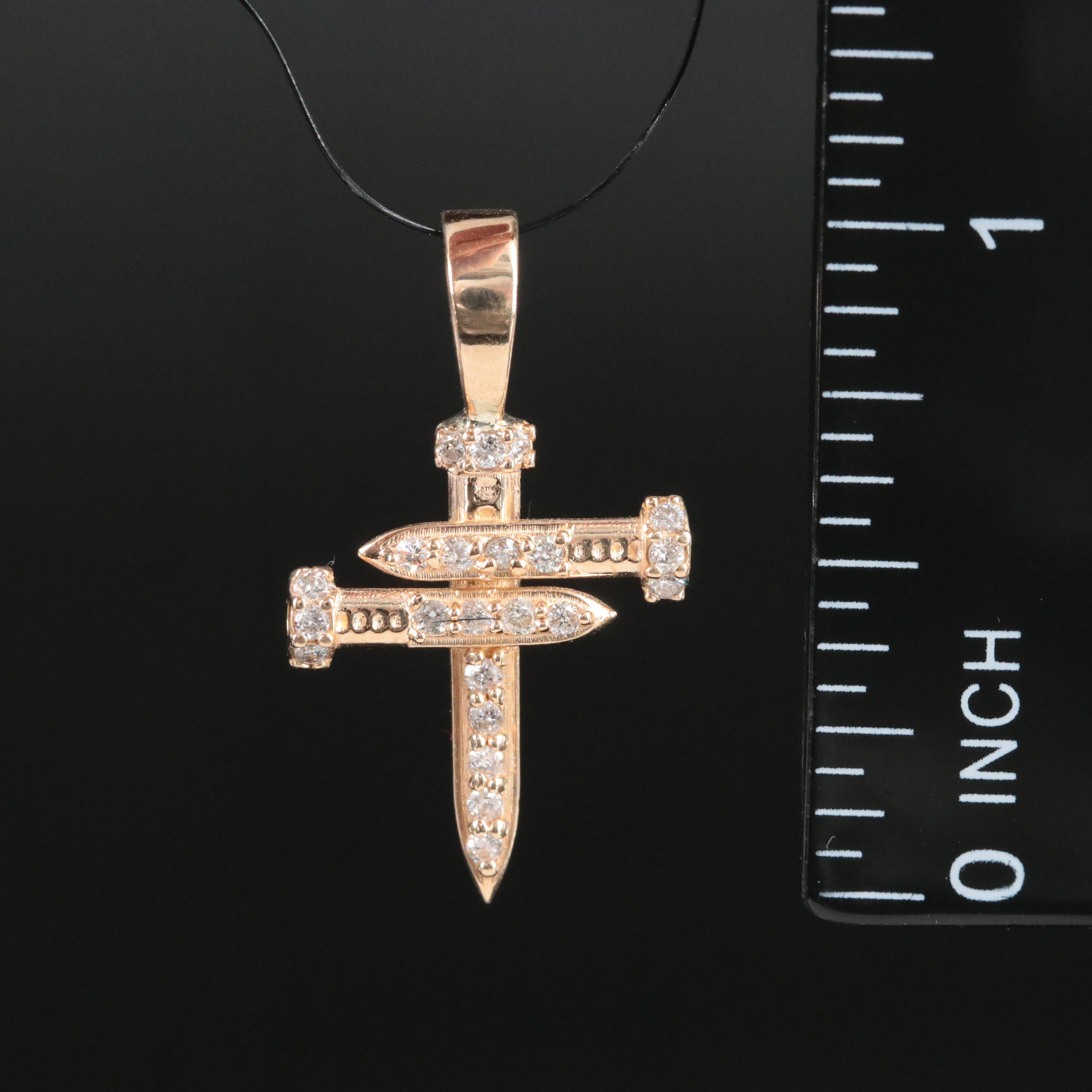 14K 0.22 CTW Diamond Nail Cross Pendant