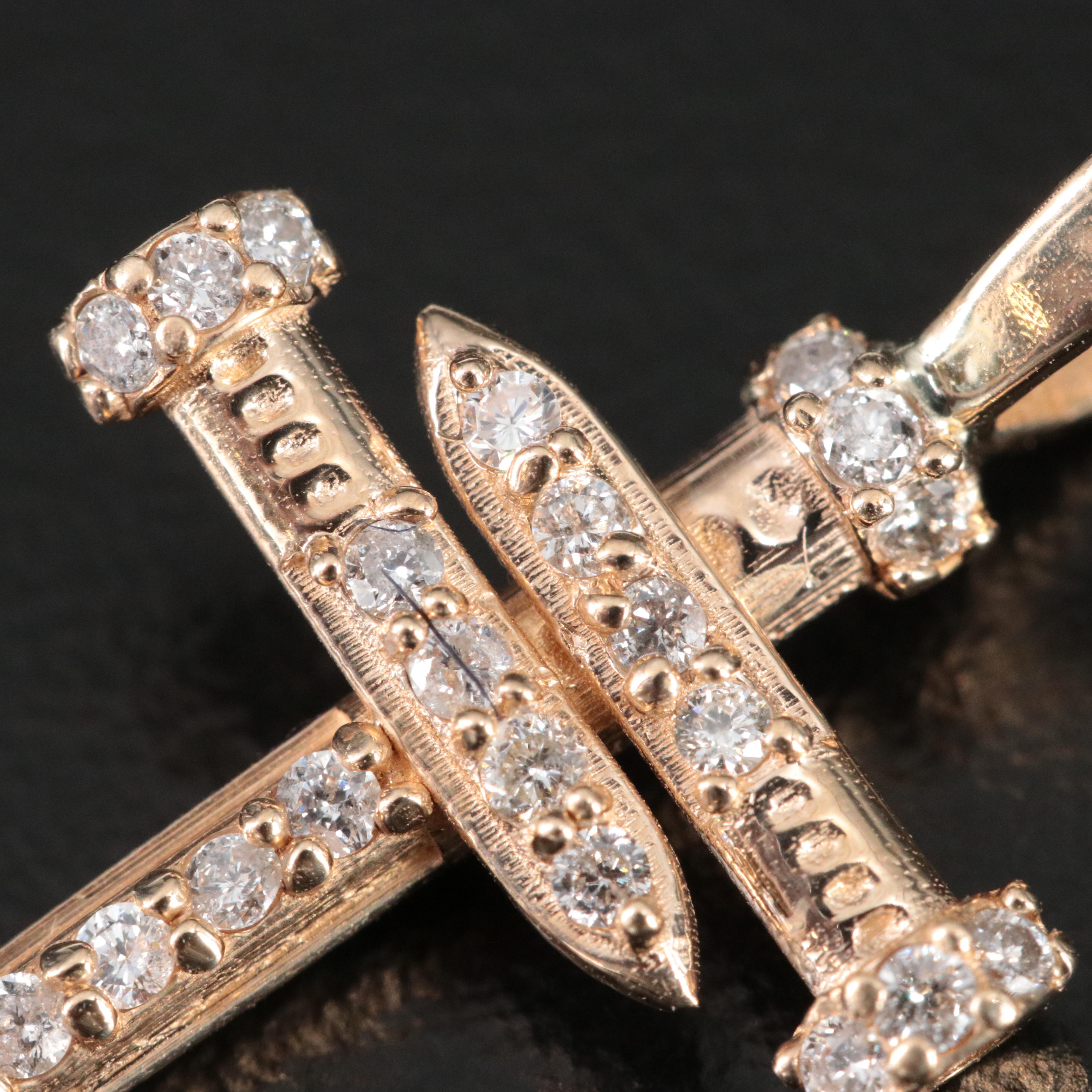 14K 0.22 CTW Diamond Nail Cross Pendant
