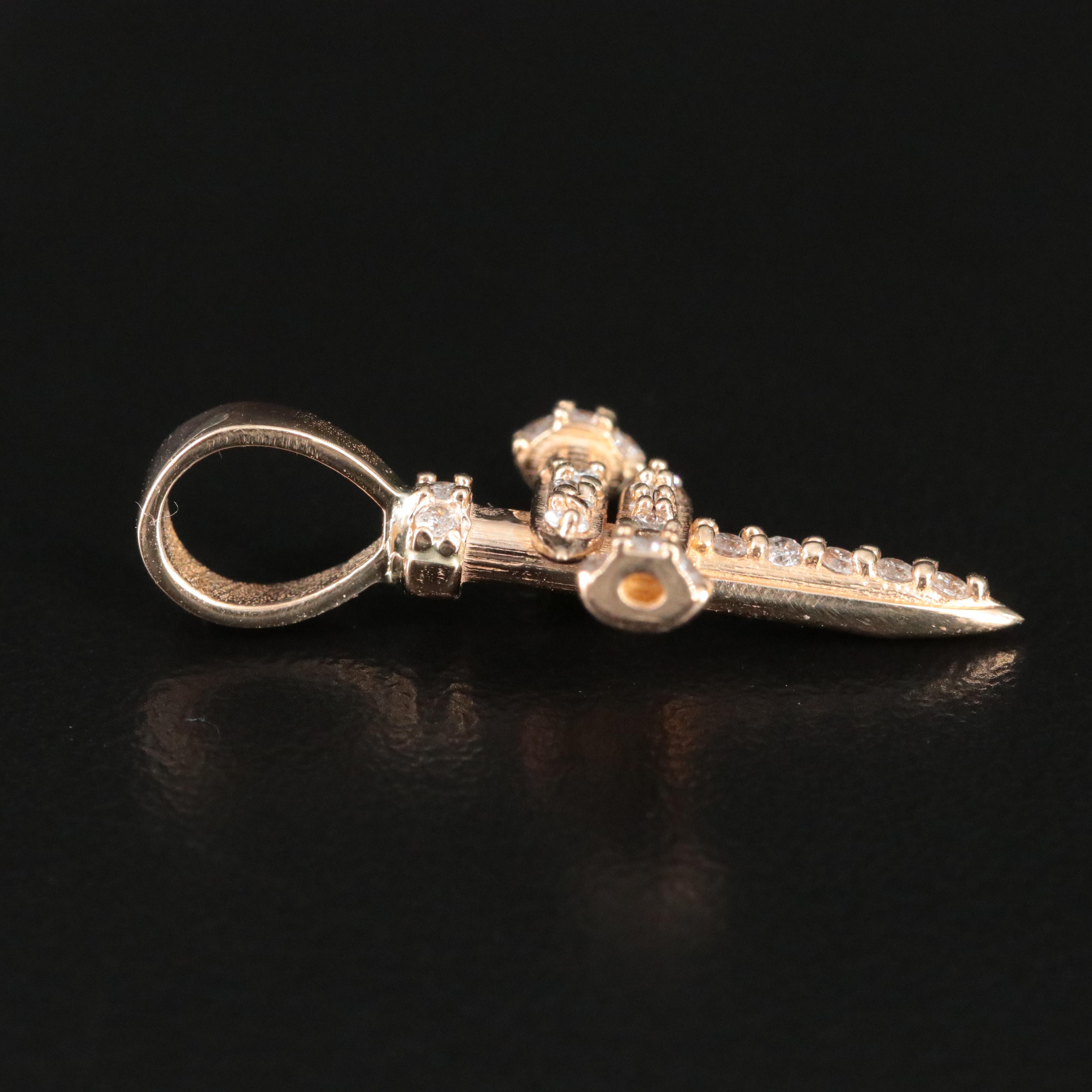 14K 0.22 CTW Diamond Nail Cross Pendant