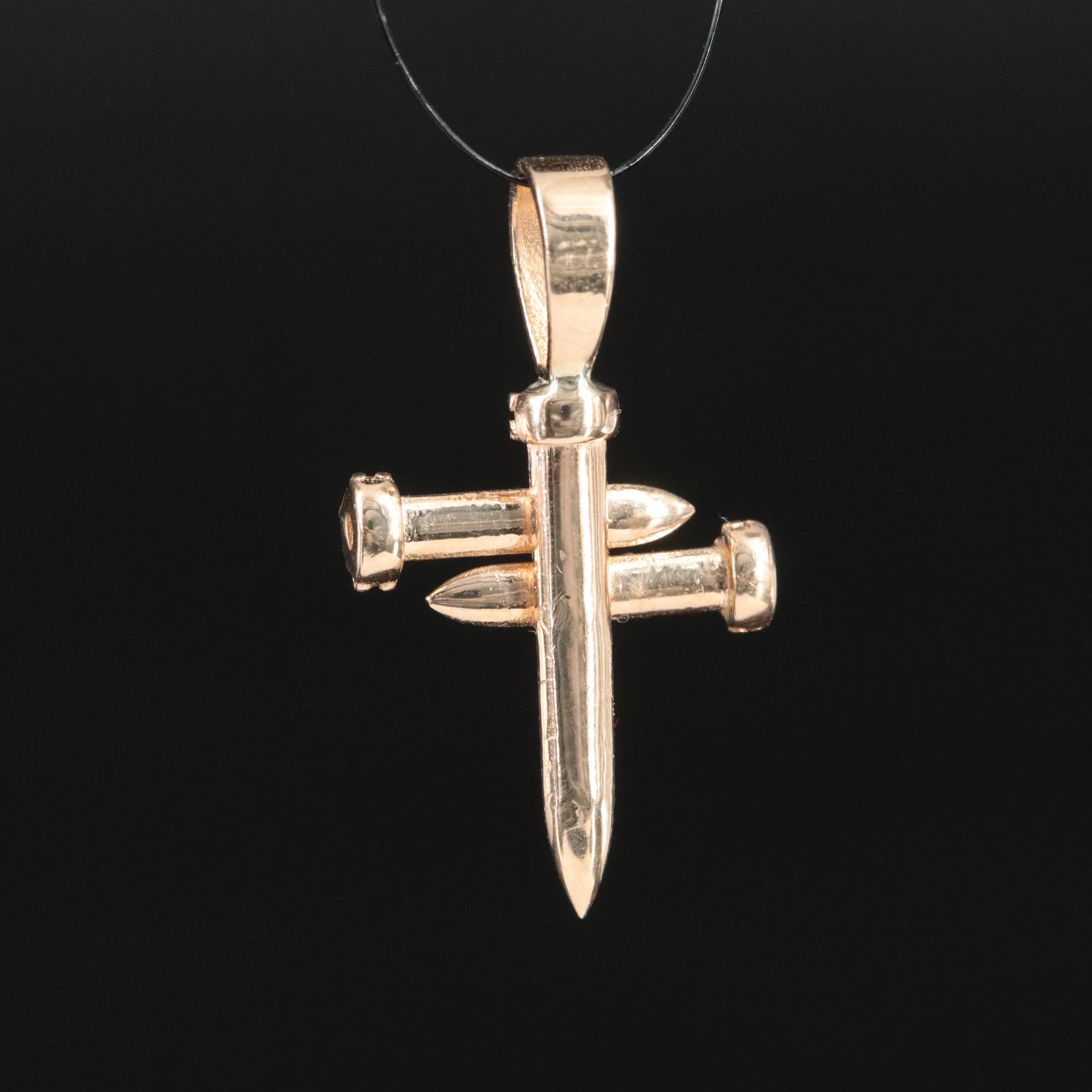 14K 0.22 CTW Diamond Nail Cross Pendant