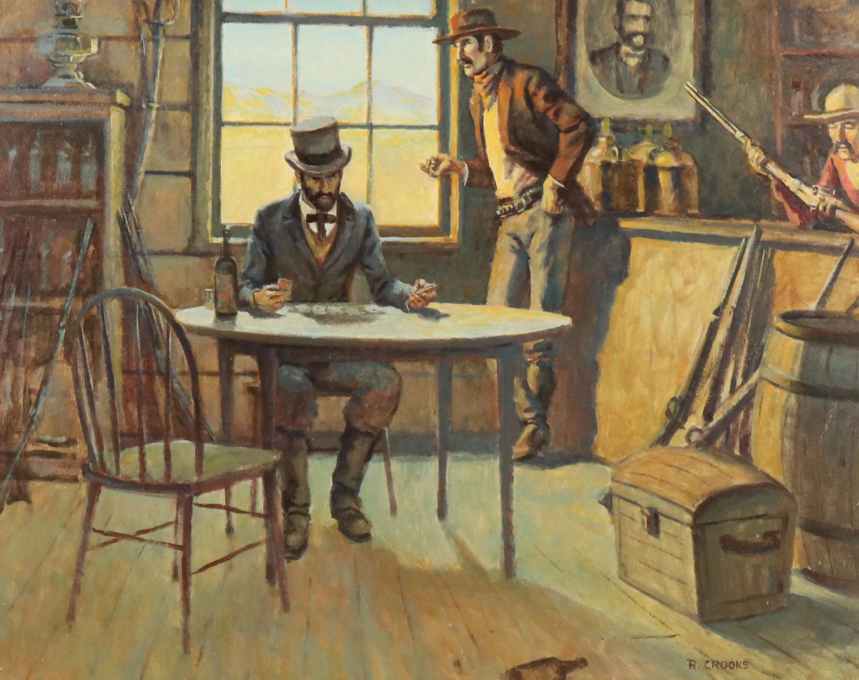 Ronald Crooks Western Oil Painting "Trading Post"