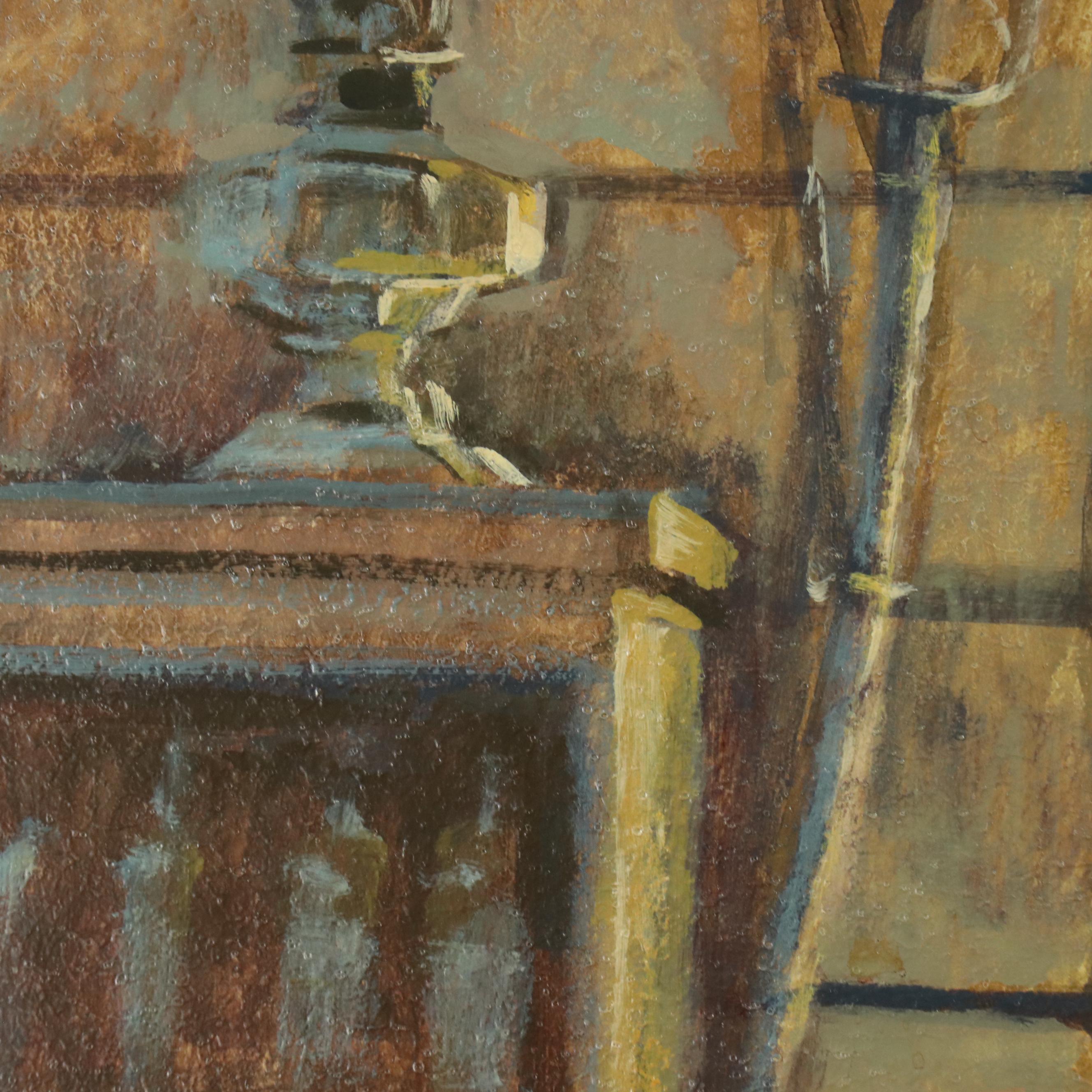 Ronald Crooks Western Oil Painting "Trading Post"