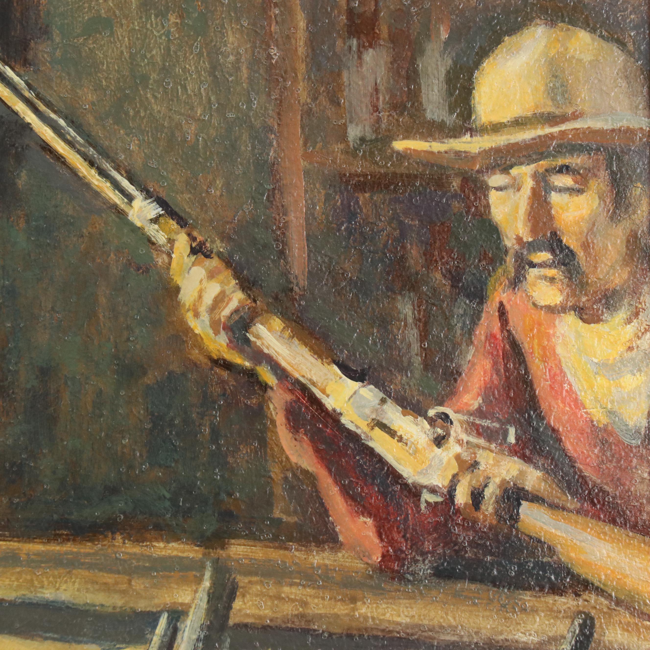 Ronald Crooks Western Oil Painting "Trading Post"